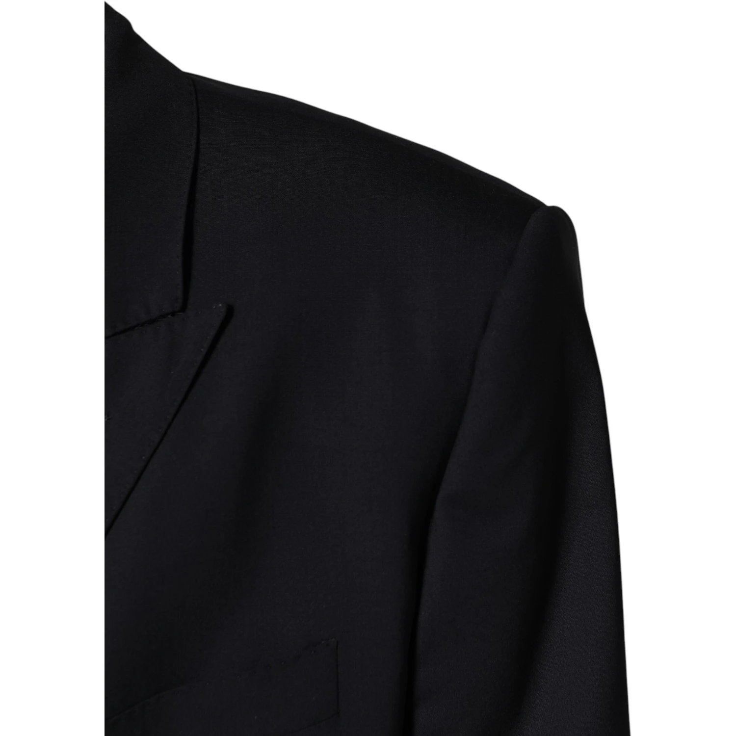 Blue Wool Double Breasted 2 Piece Men Suit