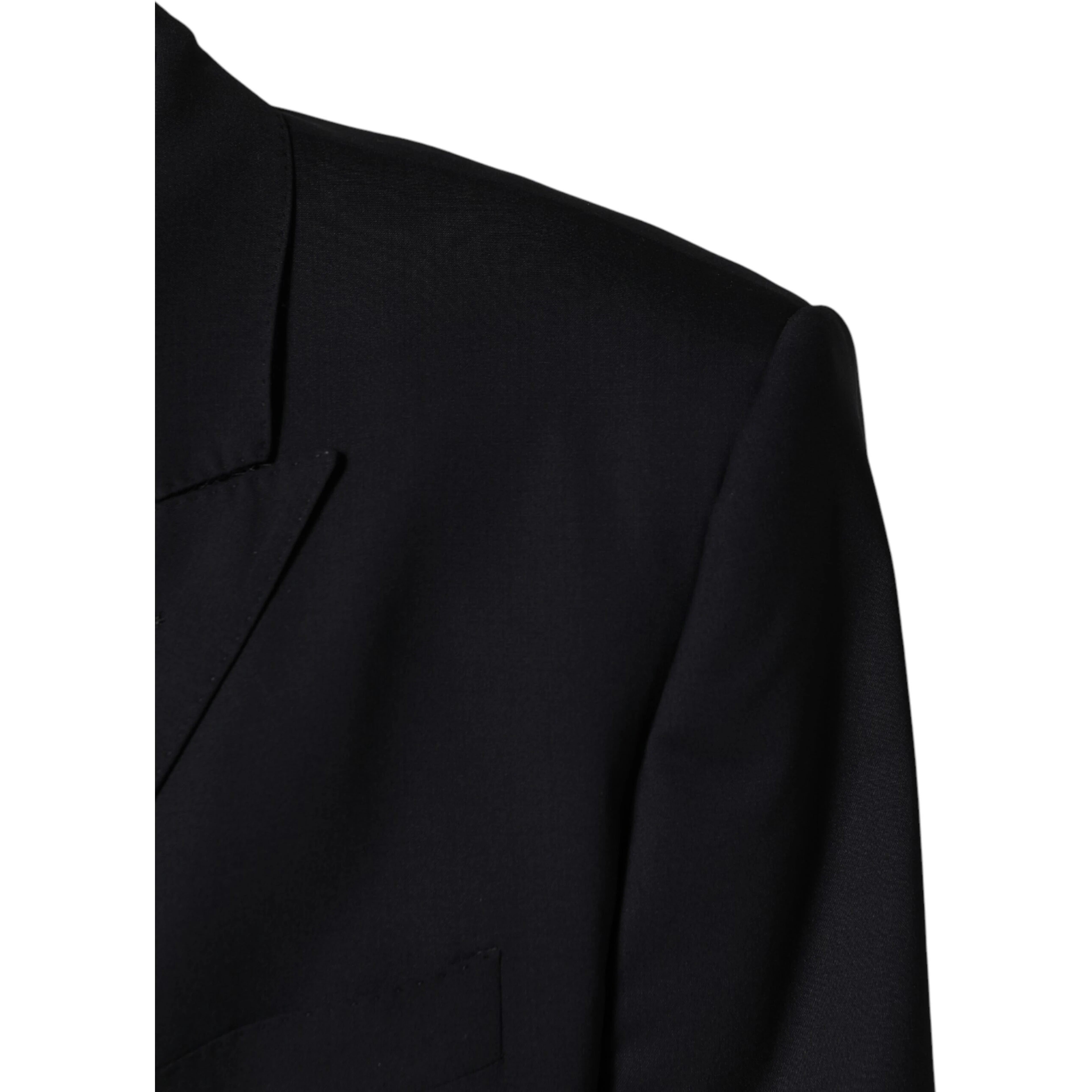 Blue Wool Double Breasted 2 Piece Men Suit