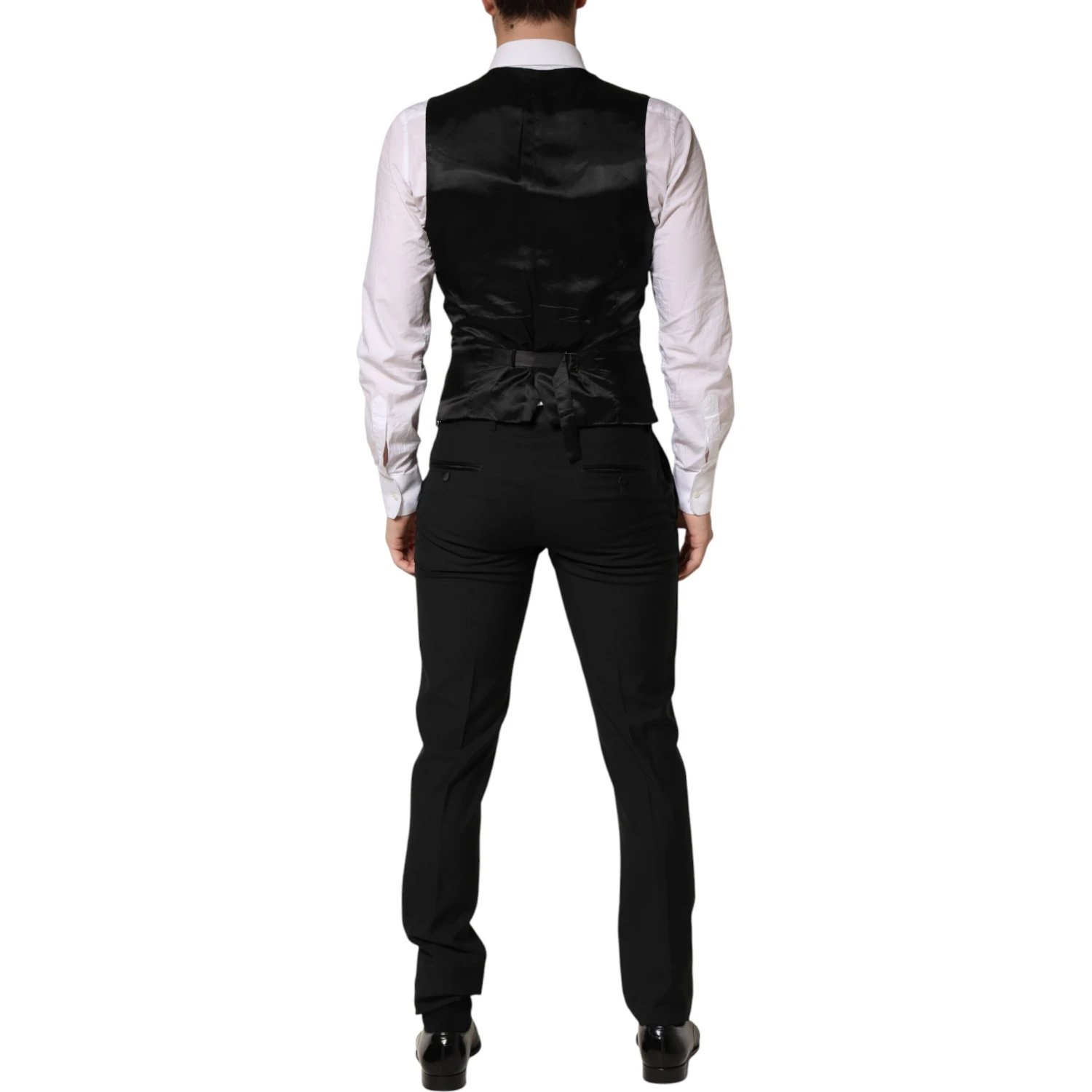 Black Wool Single Breasted 3 Piece Men Suit