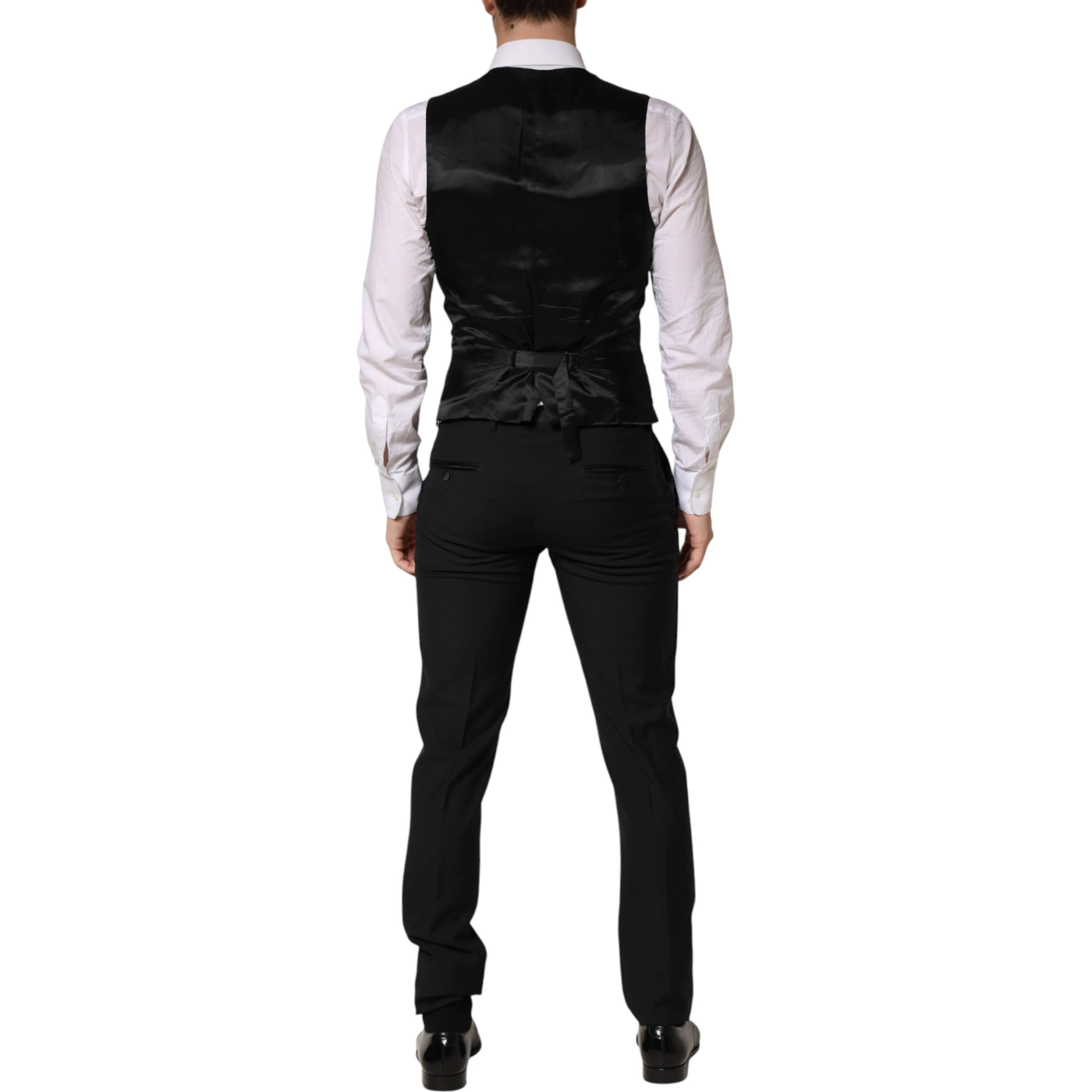 Black Wool Single Breasted 3 Piece Men Suit