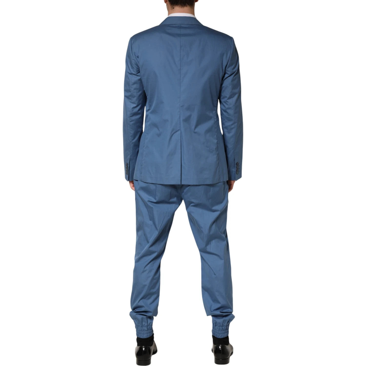 Blue Cotton Double Breasted 2 Piece  Suit