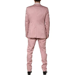 Pink Cotton Single Breasted 3 Piece Suit