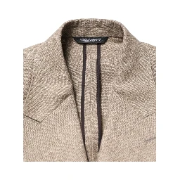 Beige Linen Double Breasted 2 Piece Men Suit
