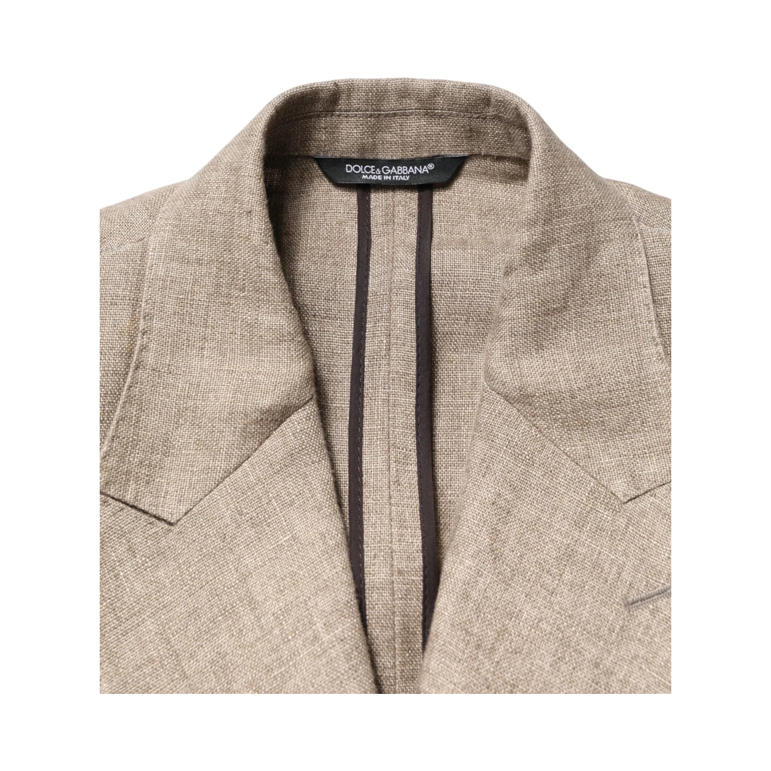 Beige Linen Double Breasted 2 Piece Men Suit