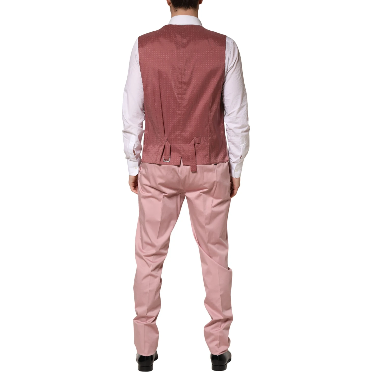 Pink Cotton Single Breasted 3 Piece Suit