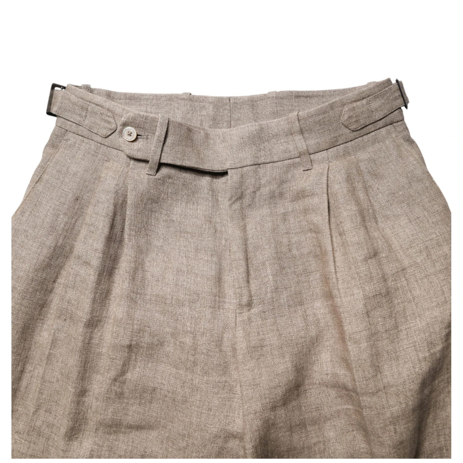Beige Linen Double Breasted 2 Piece Men Suit