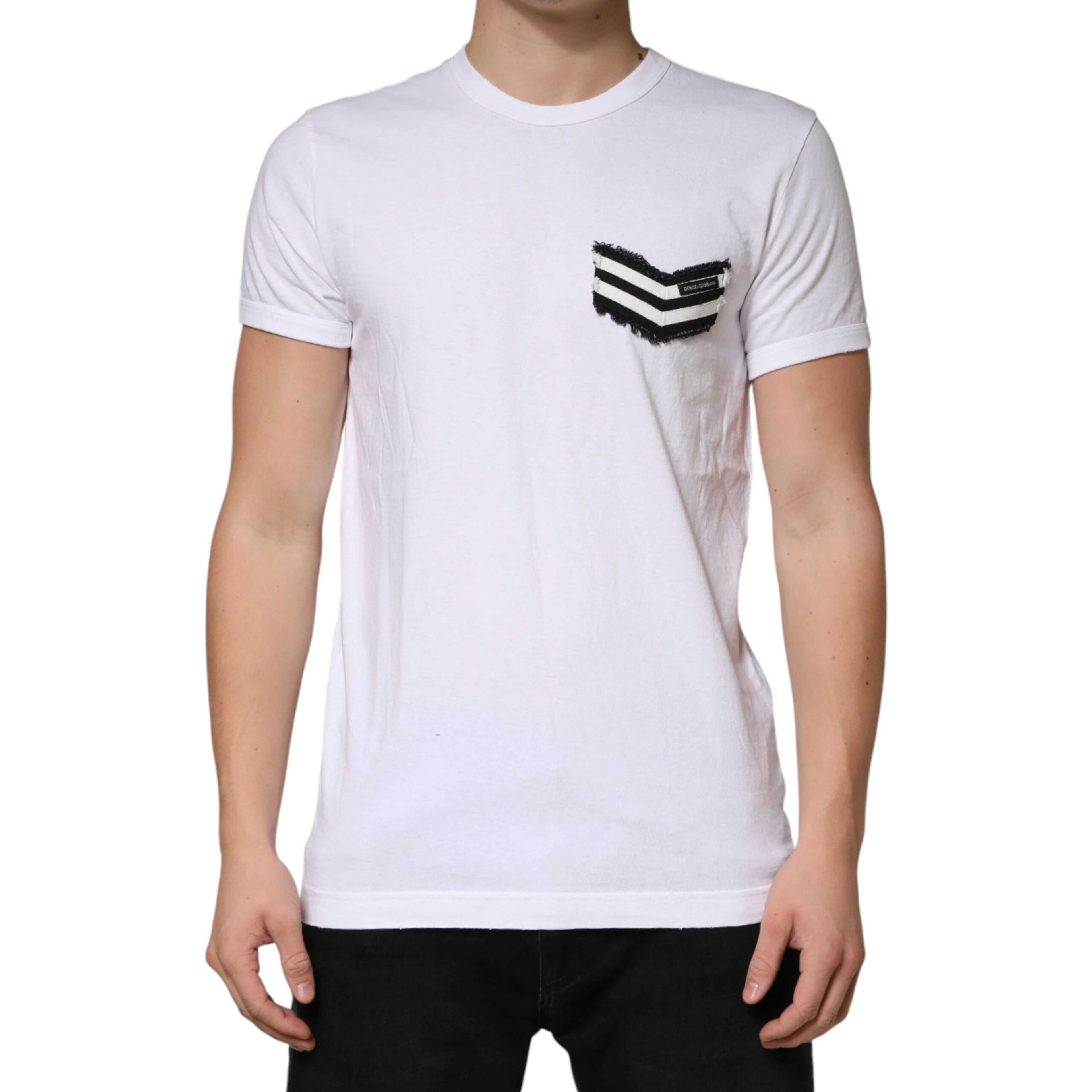 White Stripes Cotton Crew Neck Tee  T-shirt