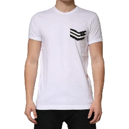 White Stripes Cotton Crew Neck Tee  T-shirt