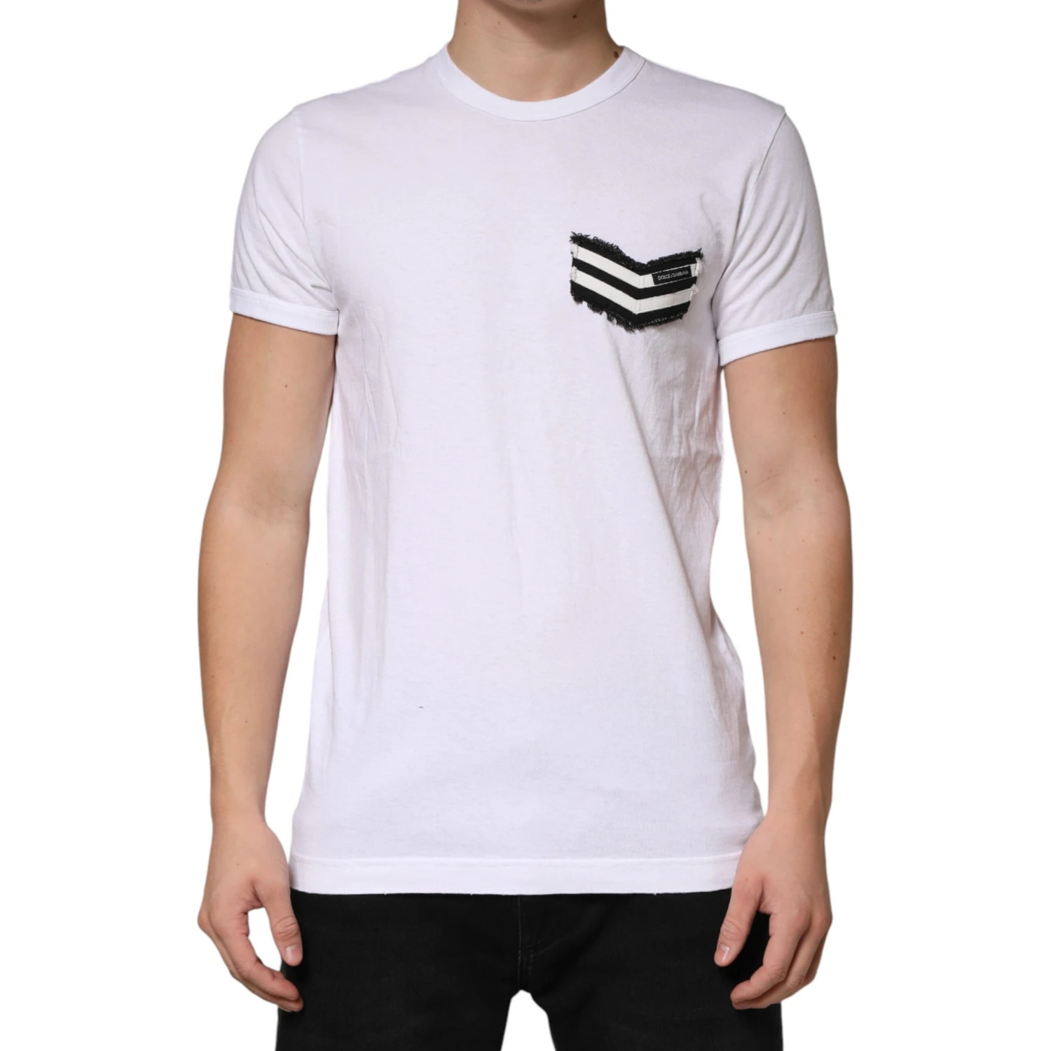 White Stripes Cotton Crew Neck Tee  T-shirt