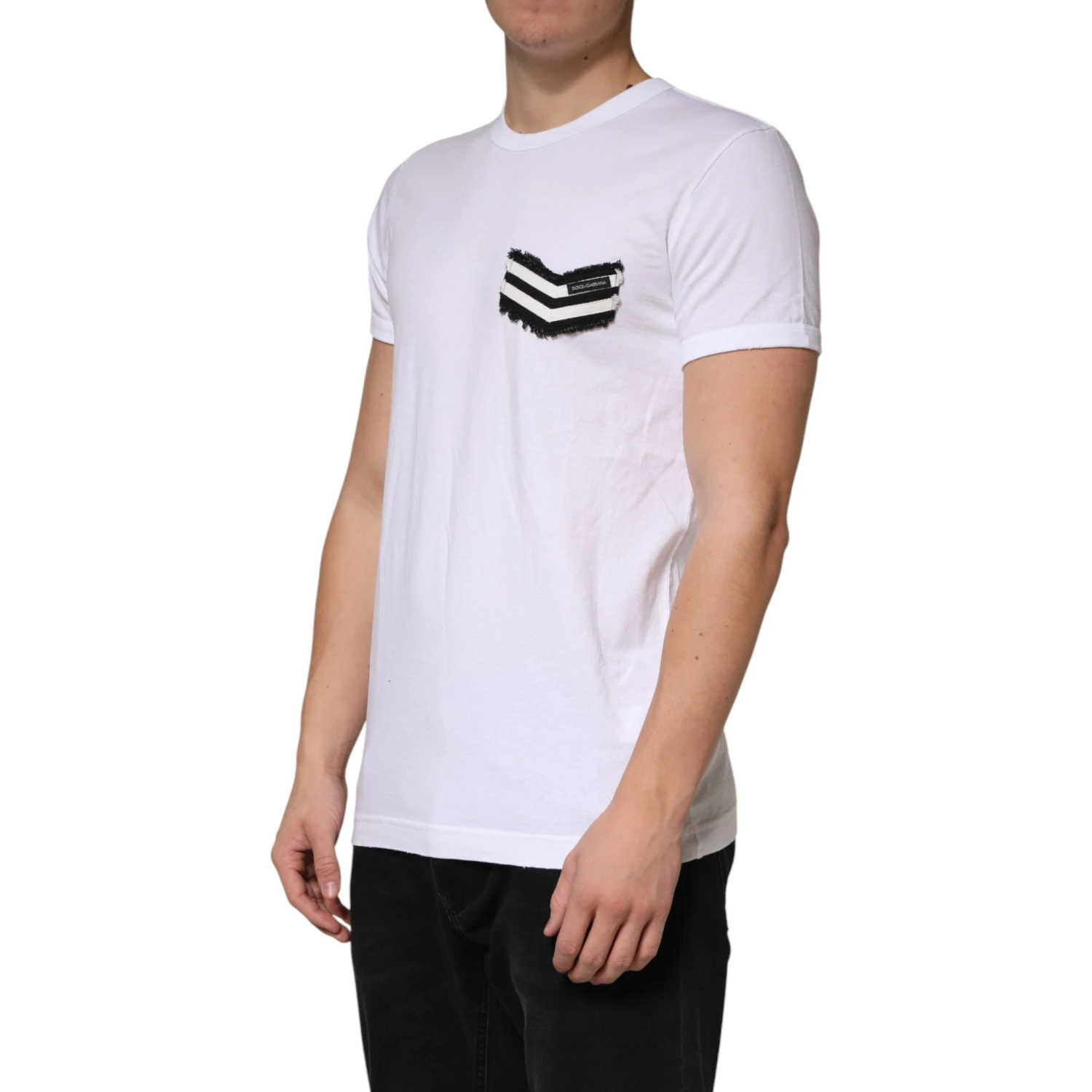 White Stripes Cotton Crew Neck Tee  T-shirt