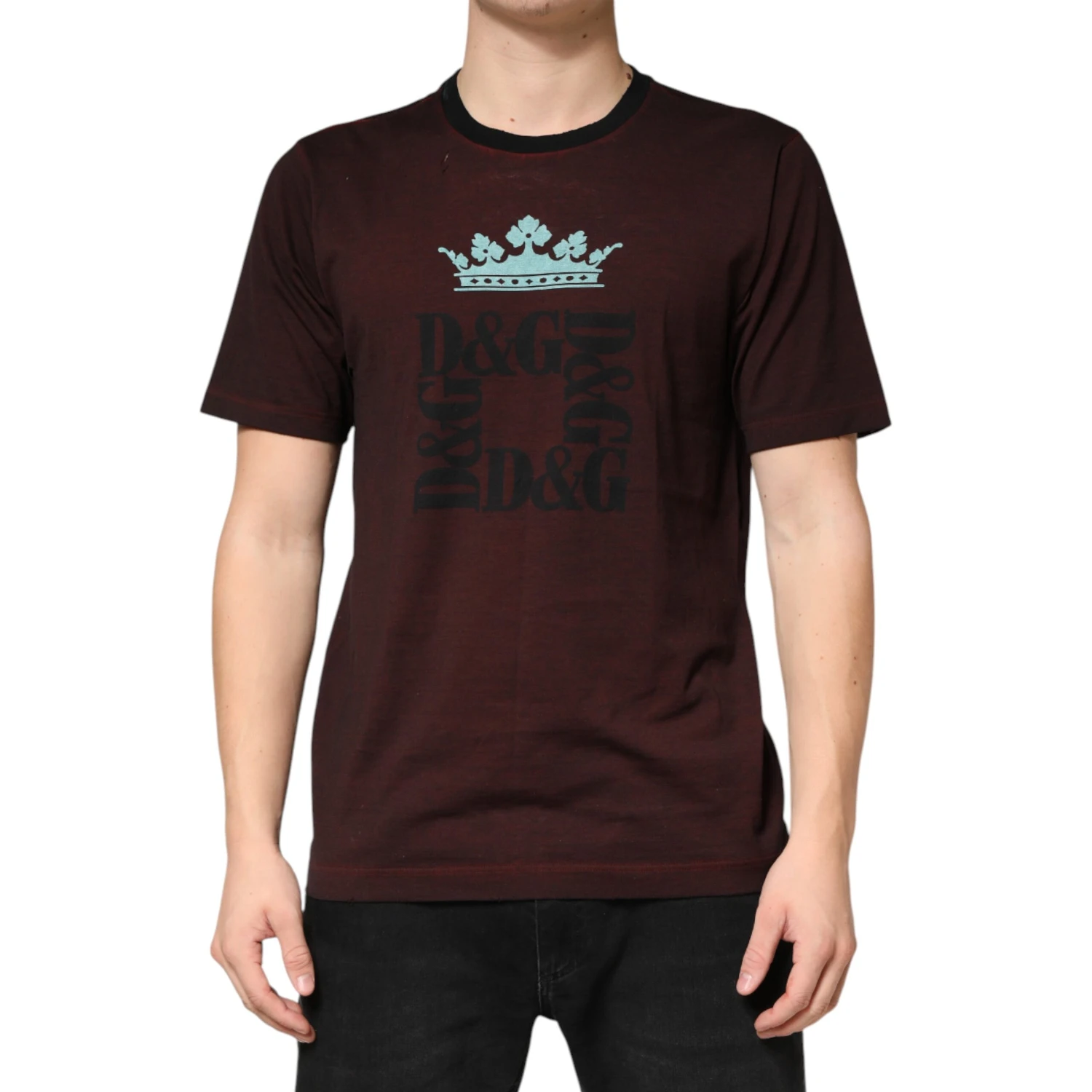 Maroon DG Crown Cotton Crew Neck Men T-shirt