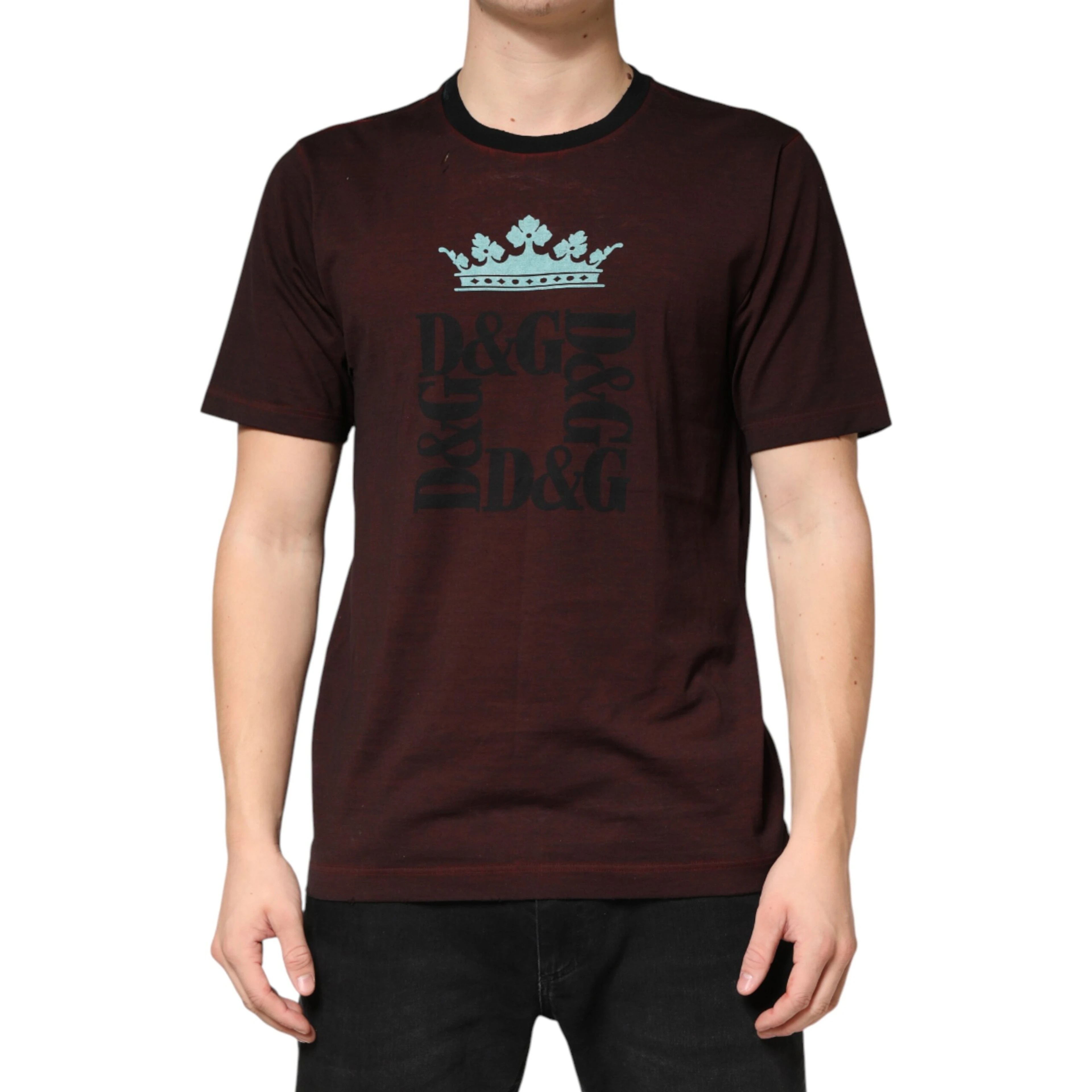 Maroon DG Crown Cotton Crew Neck Men T-shirt