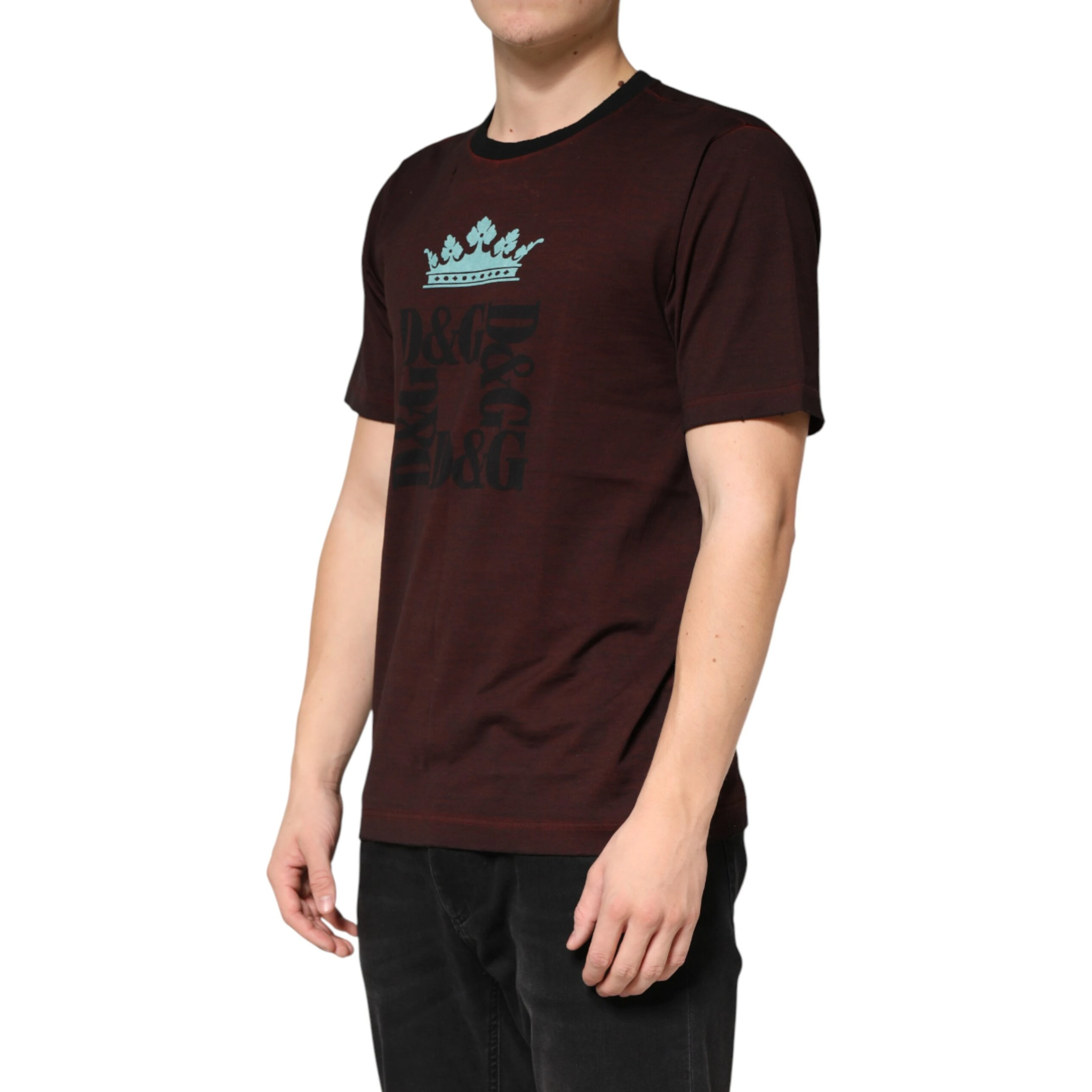 Maroon DG Crown Cotton Crew Neck Men T-shirt