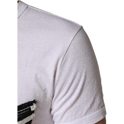 White Stripes Cotton Crew Neck Tee  T-shirt