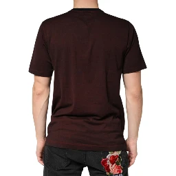 Maroon DG Crown Cotton Crew Neck Men T-shirt