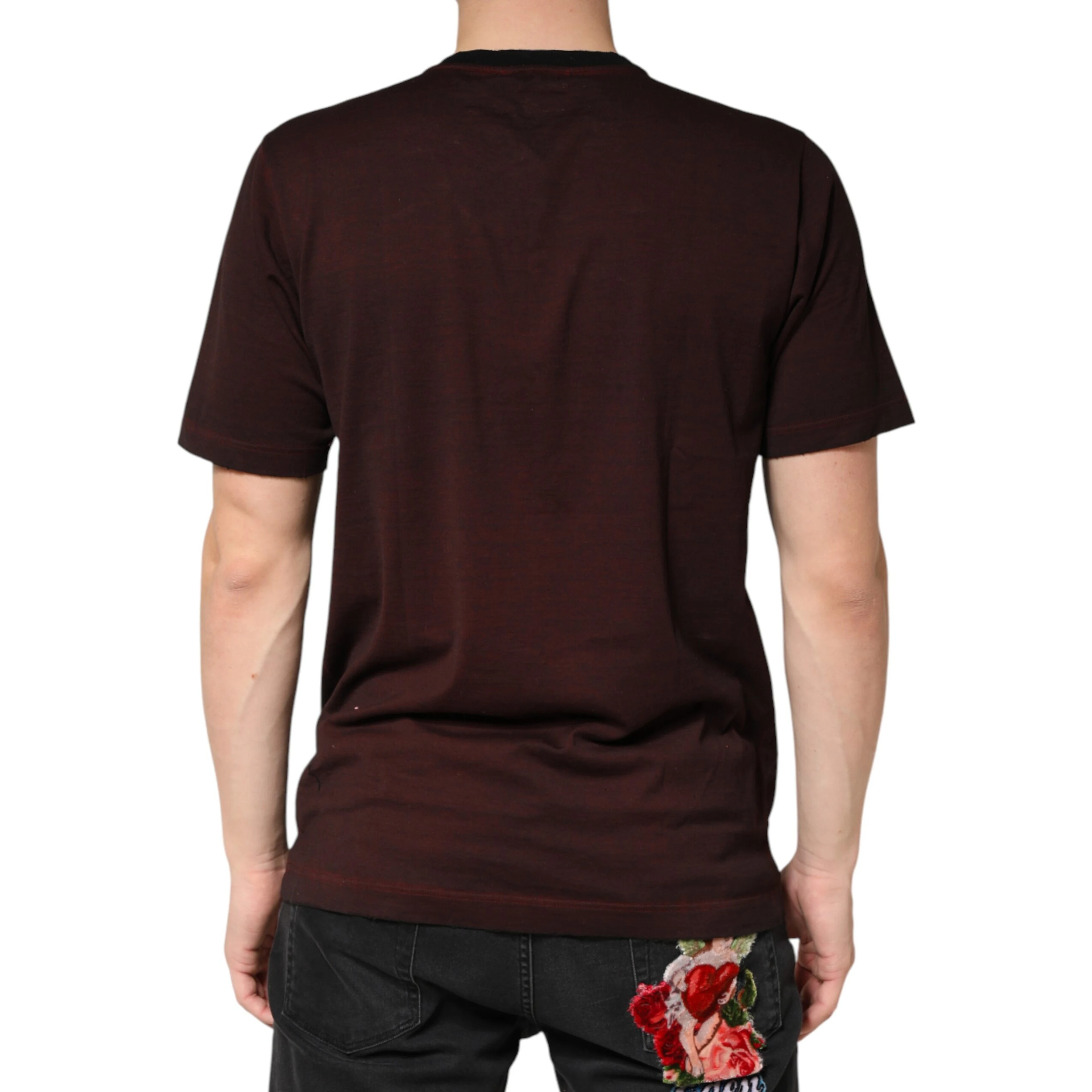 Maroon DG Crown Cotton Crew Neck Men T-shirt