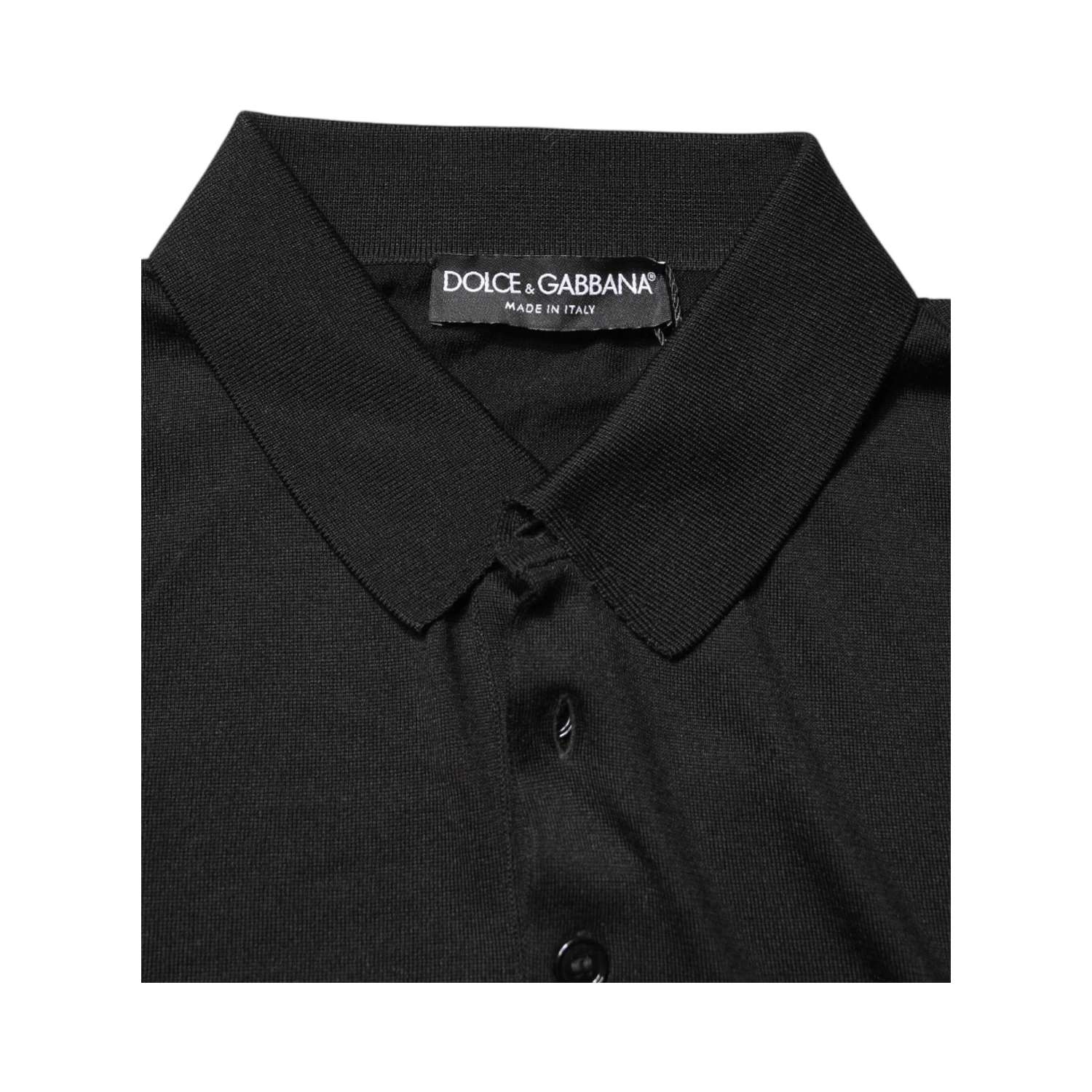 Black Silk Collared Short Sleeve Polo  T-shirt