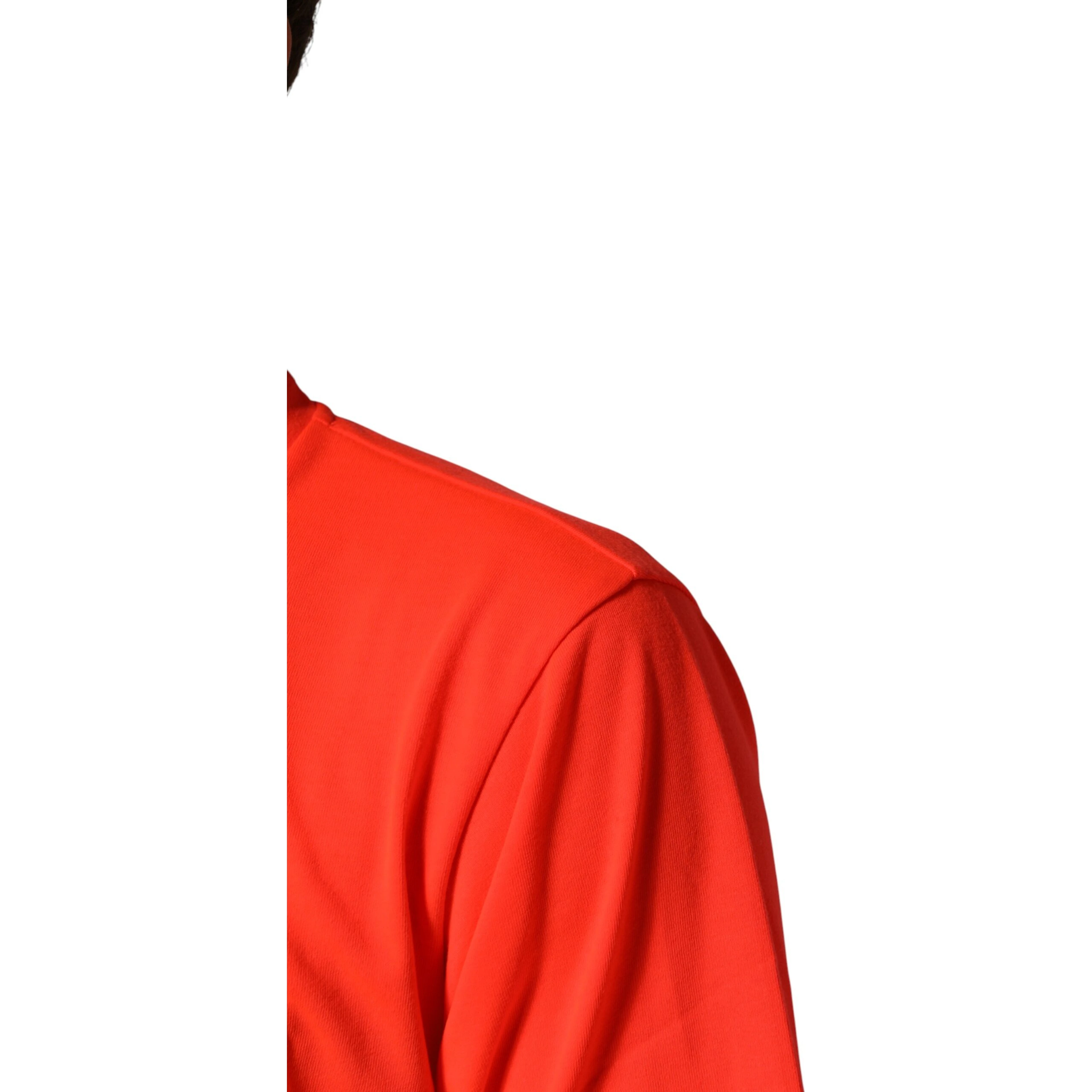Neon Orange Polyester Crew Neck Men T-shirt