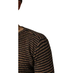 Brown Black Stripes Wool Crew Neck Pullover Sweater