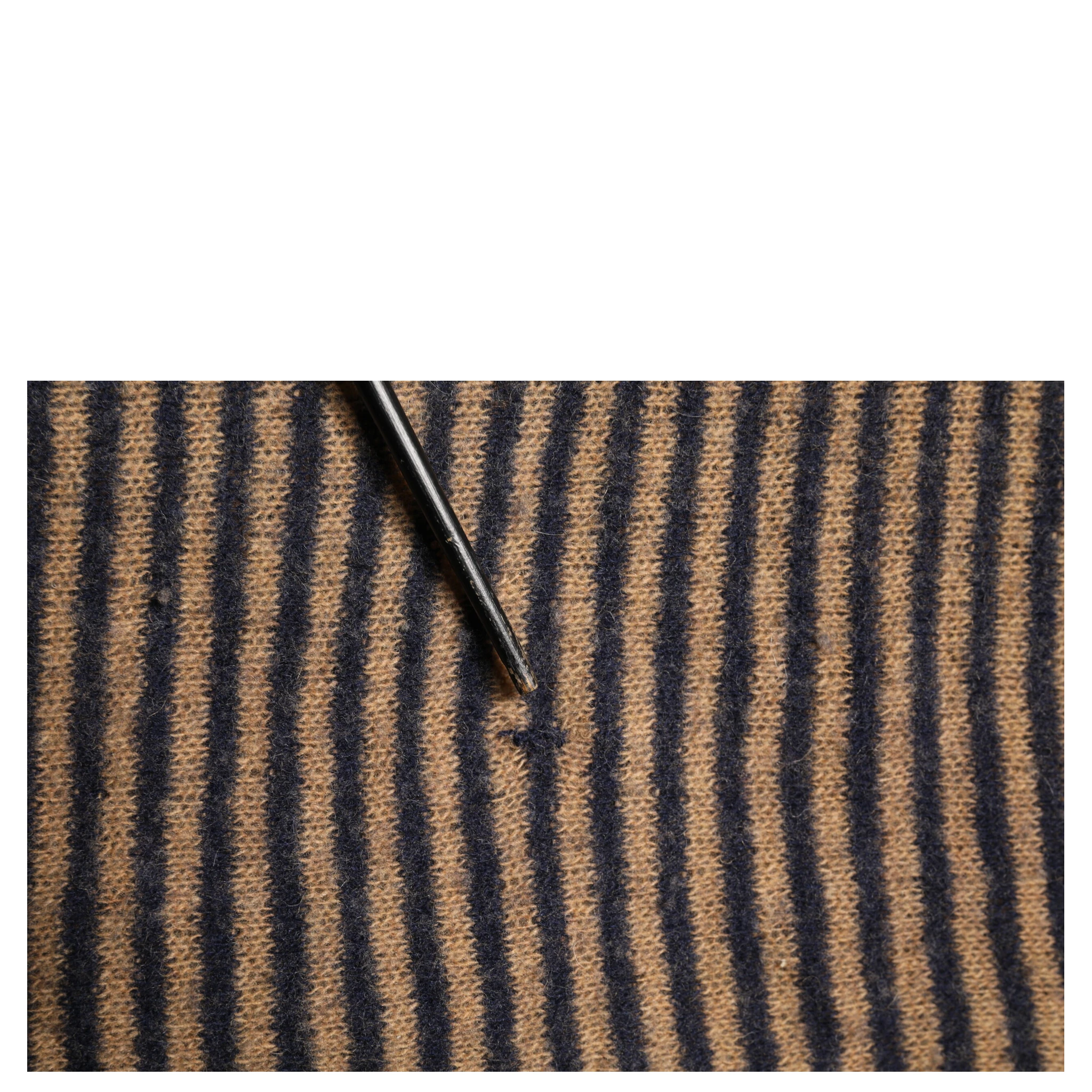 Brown Black Stripes Wool Crew Neck Pullover Sweater