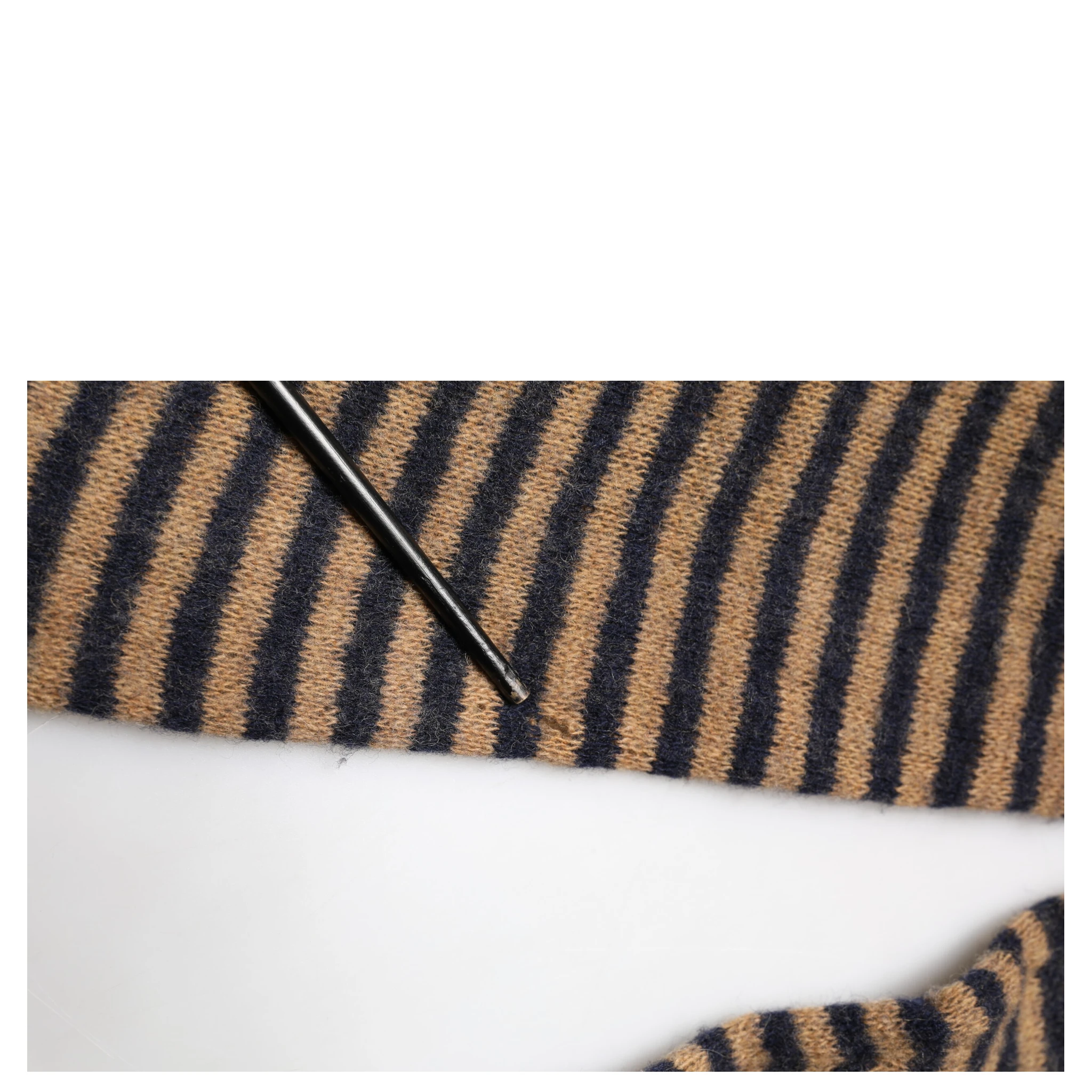 Brown Black Stripes Wool Crew Neck Pullover Sweater