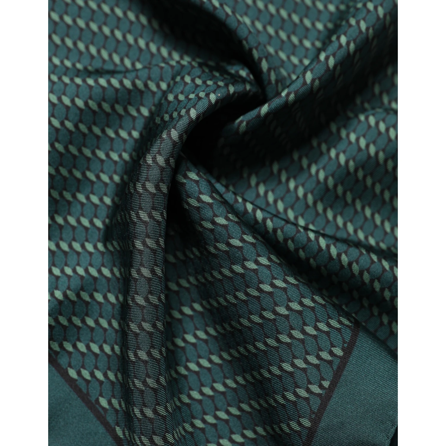 Dark Green Silk Patterned Handkerchief 32cm x 31cm Scarf