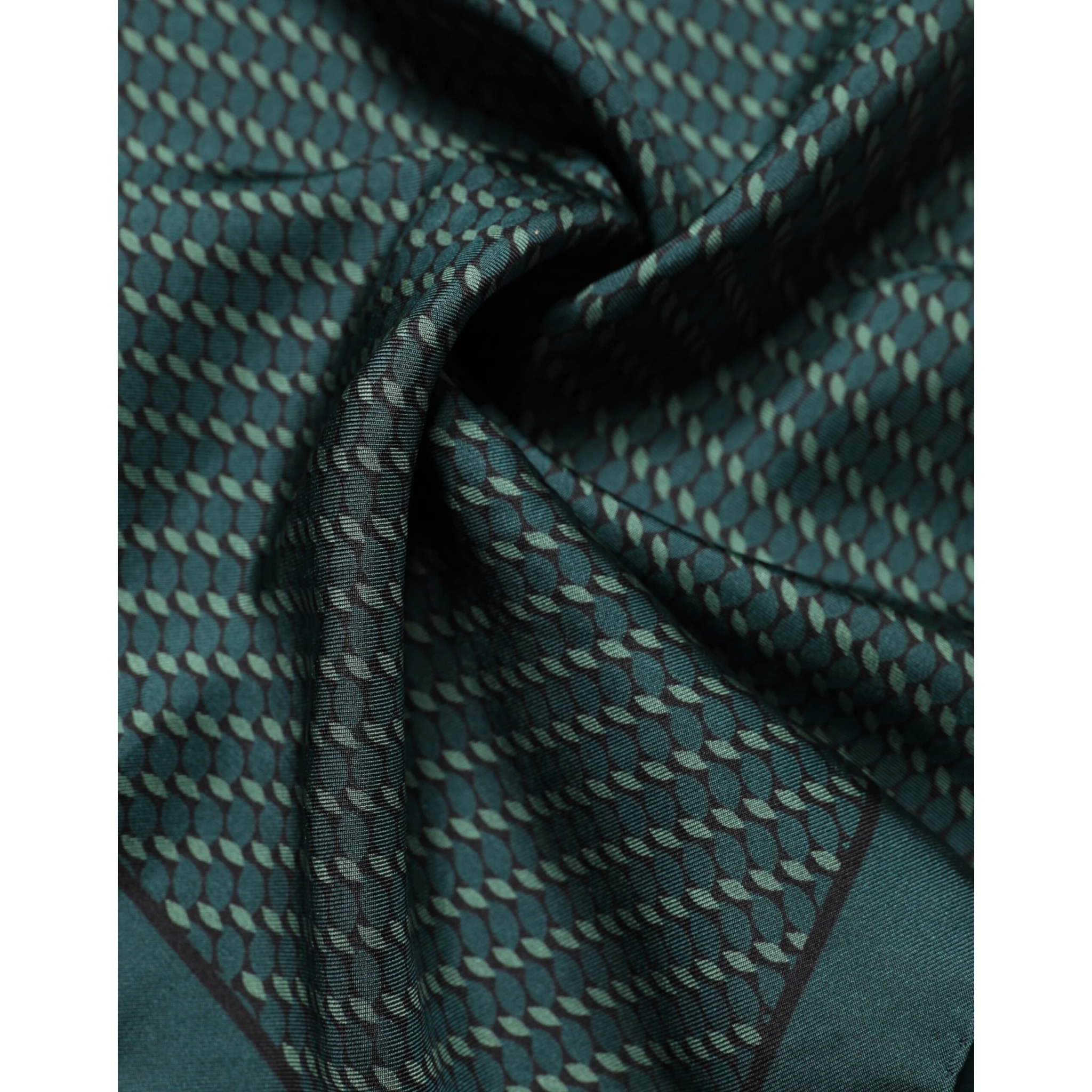 Dark Green Silk Patterned Handkerchief 32cm x 31cm Scarf