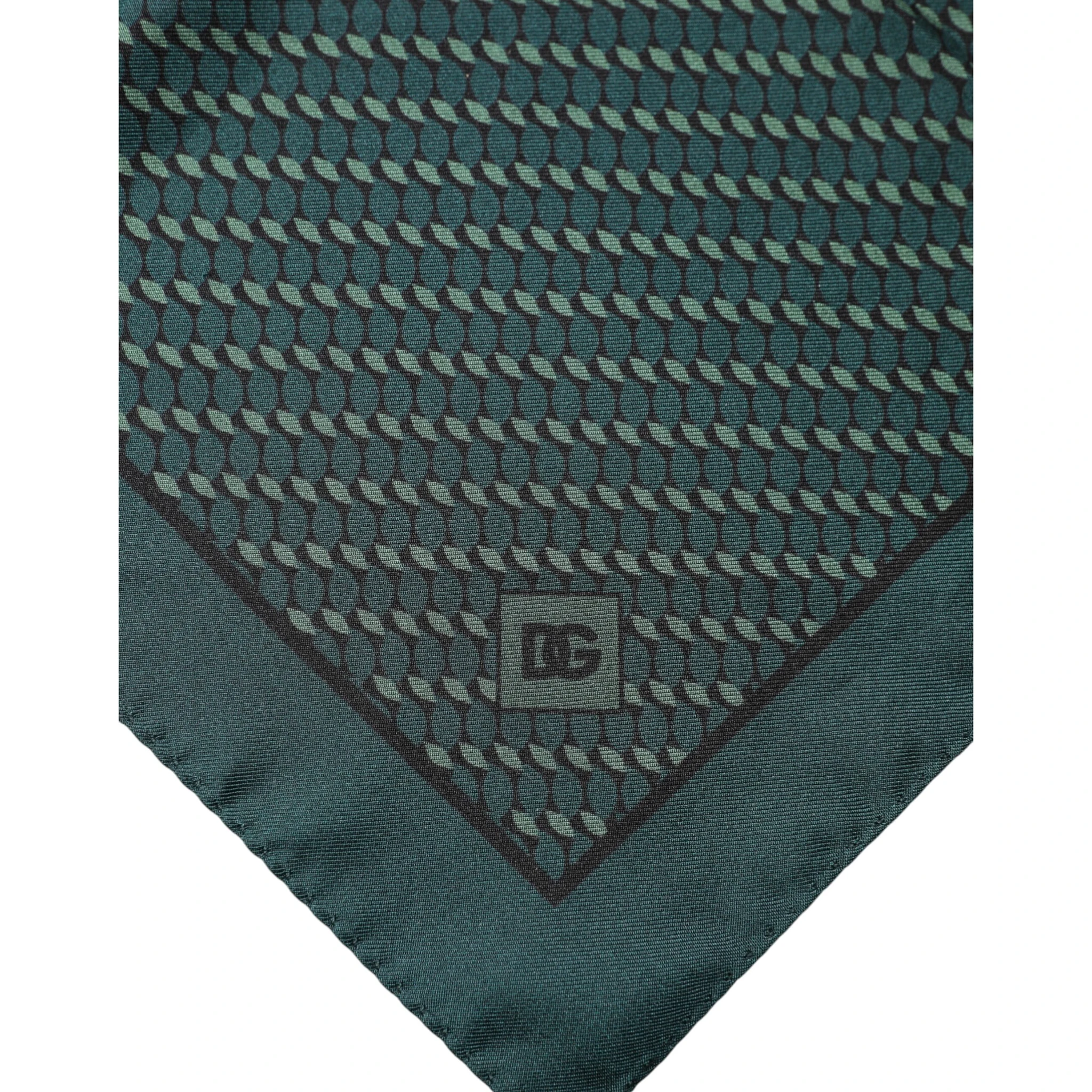 Dark Green Silk Patterned Handkerchief 32cm x 31cm Scarf