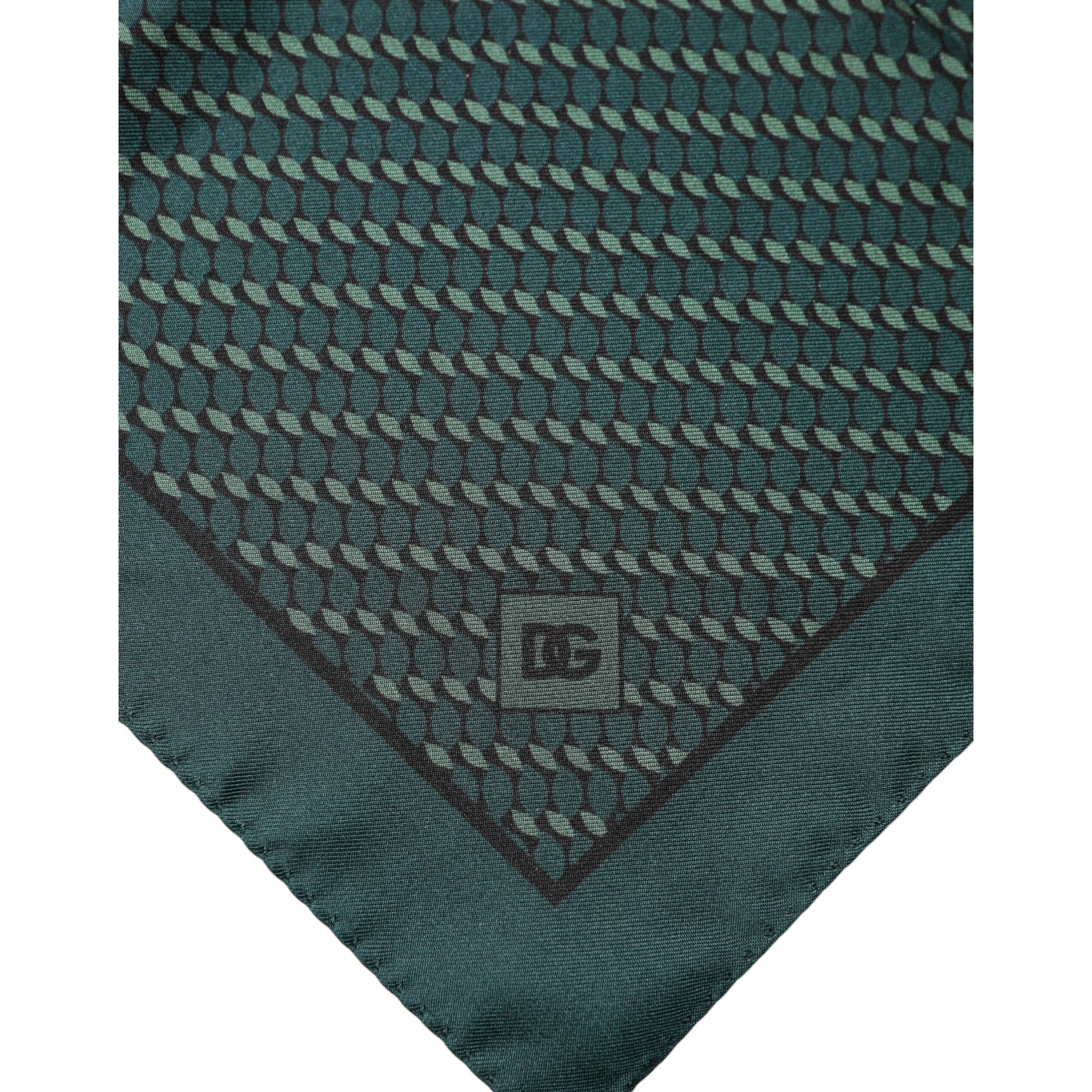 Dark Green Silk Patterned Handkerchief 32cm x 31cm Scarf