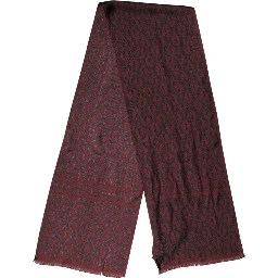 Maroon Patterned Silk Wrap Foulard Men 133cm x 22cm Scarf