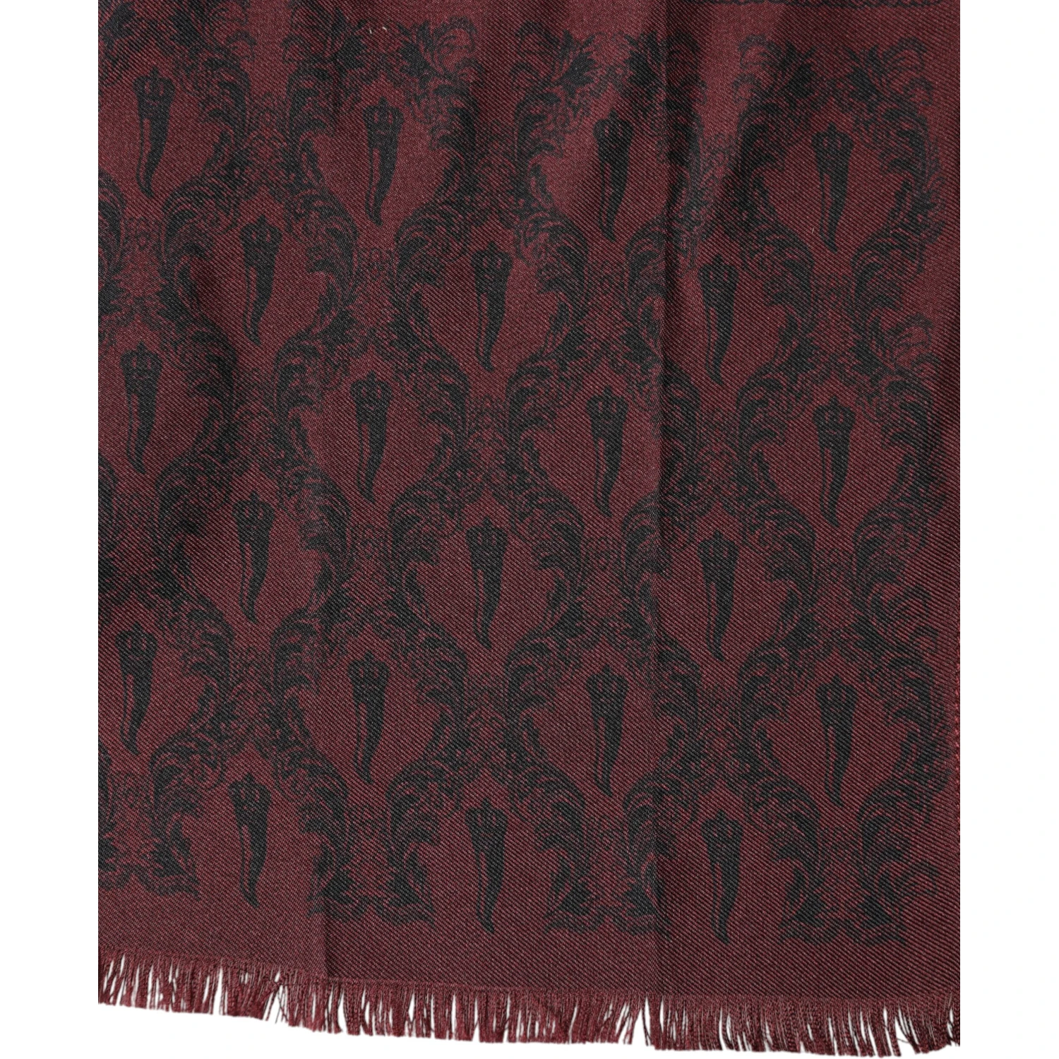 Maroon Patterned Silk Wrap Foulard Men 133cm x 22cm Scarf