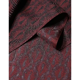 Maroon Patterned Silk Wrap Foulard Men 133cm x 22cm Scarf