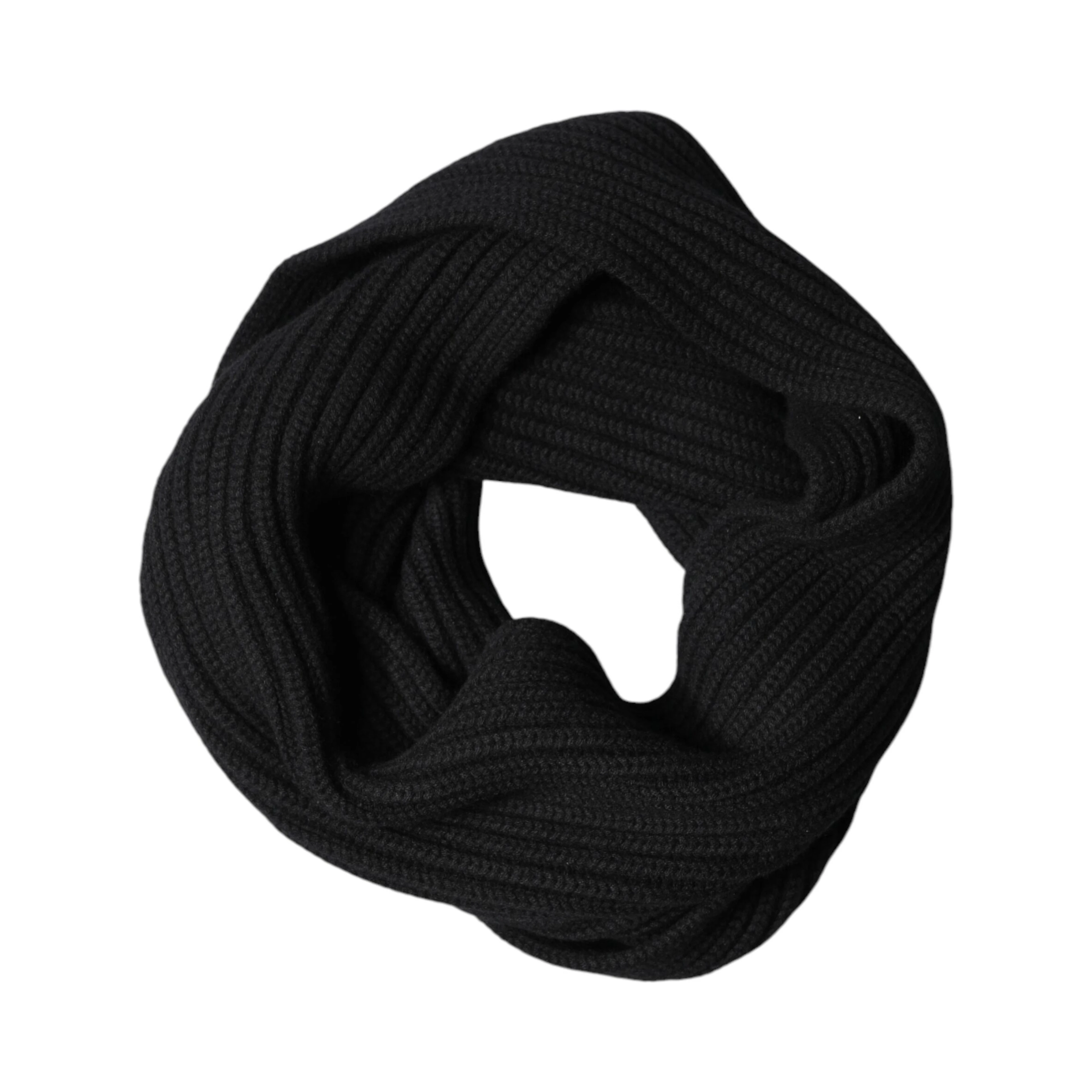 Black Cashmere Knit Neck Wrap Shawl 202cm x 26cm  Scarf