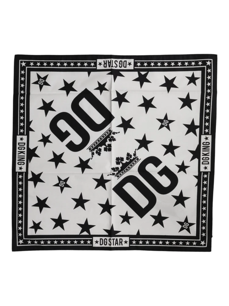 White DG Crown Print Square Foulard 52cm x 50.5cm Scarf