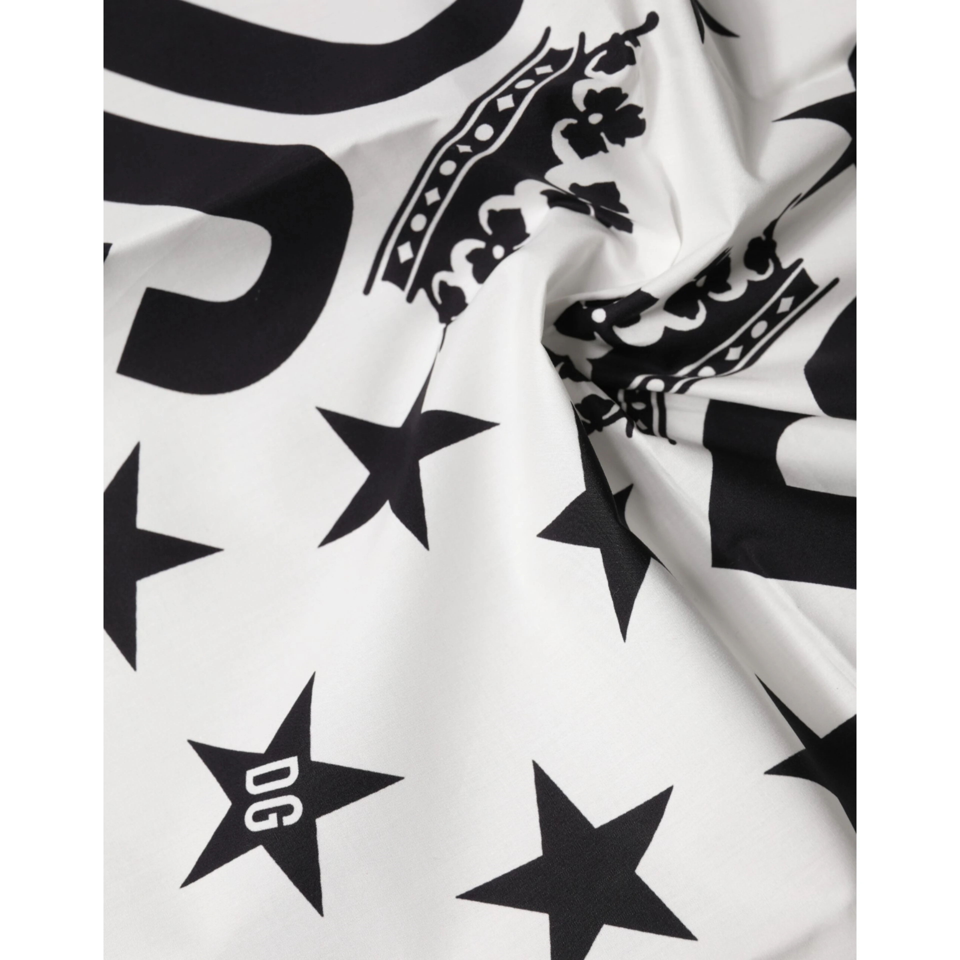 White DG Crown Print Square Foulard 52cm x 50.5cm Scarf