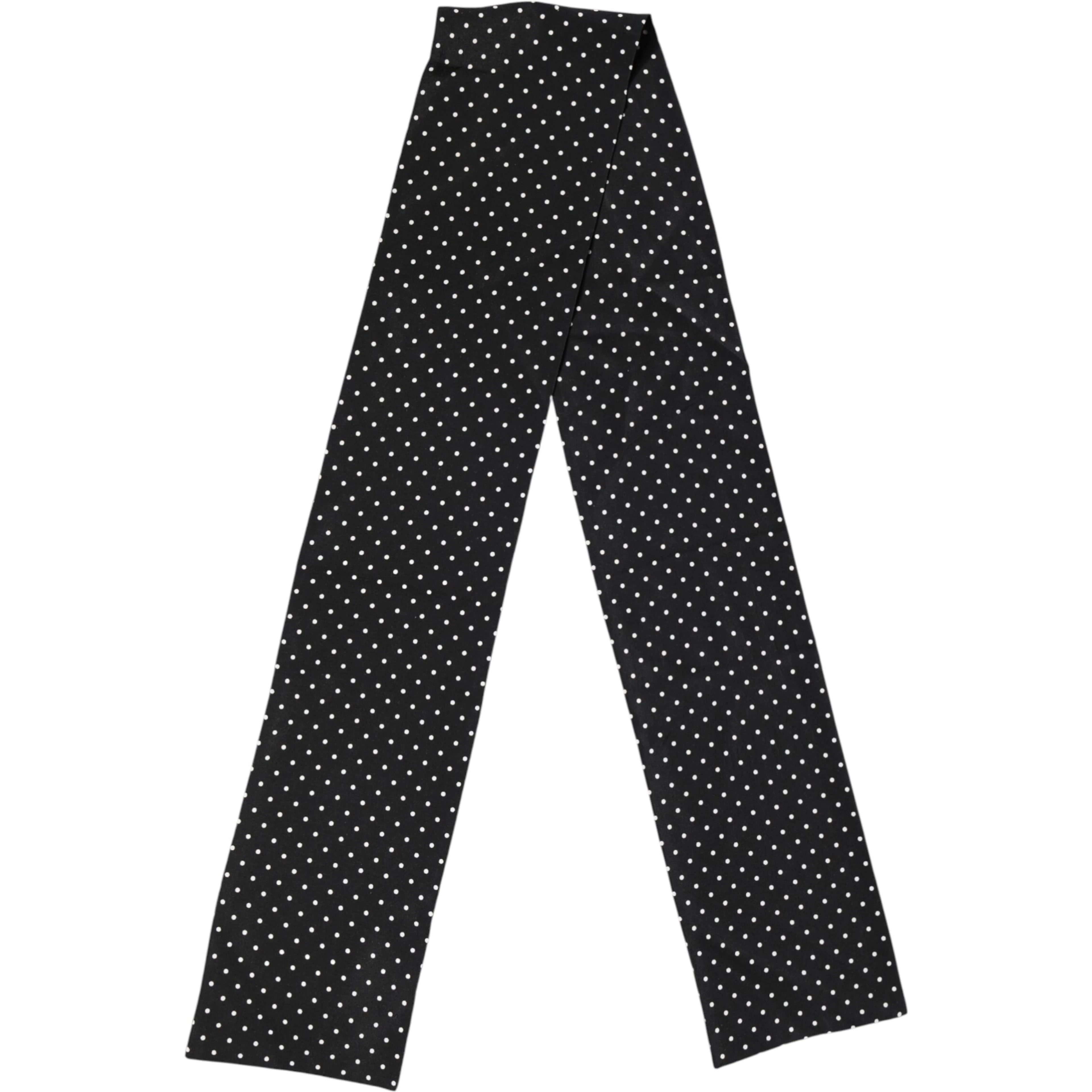 Black Polka Dot Neck Wrap Foulard 133.5cm x 12.5cm Scarf
