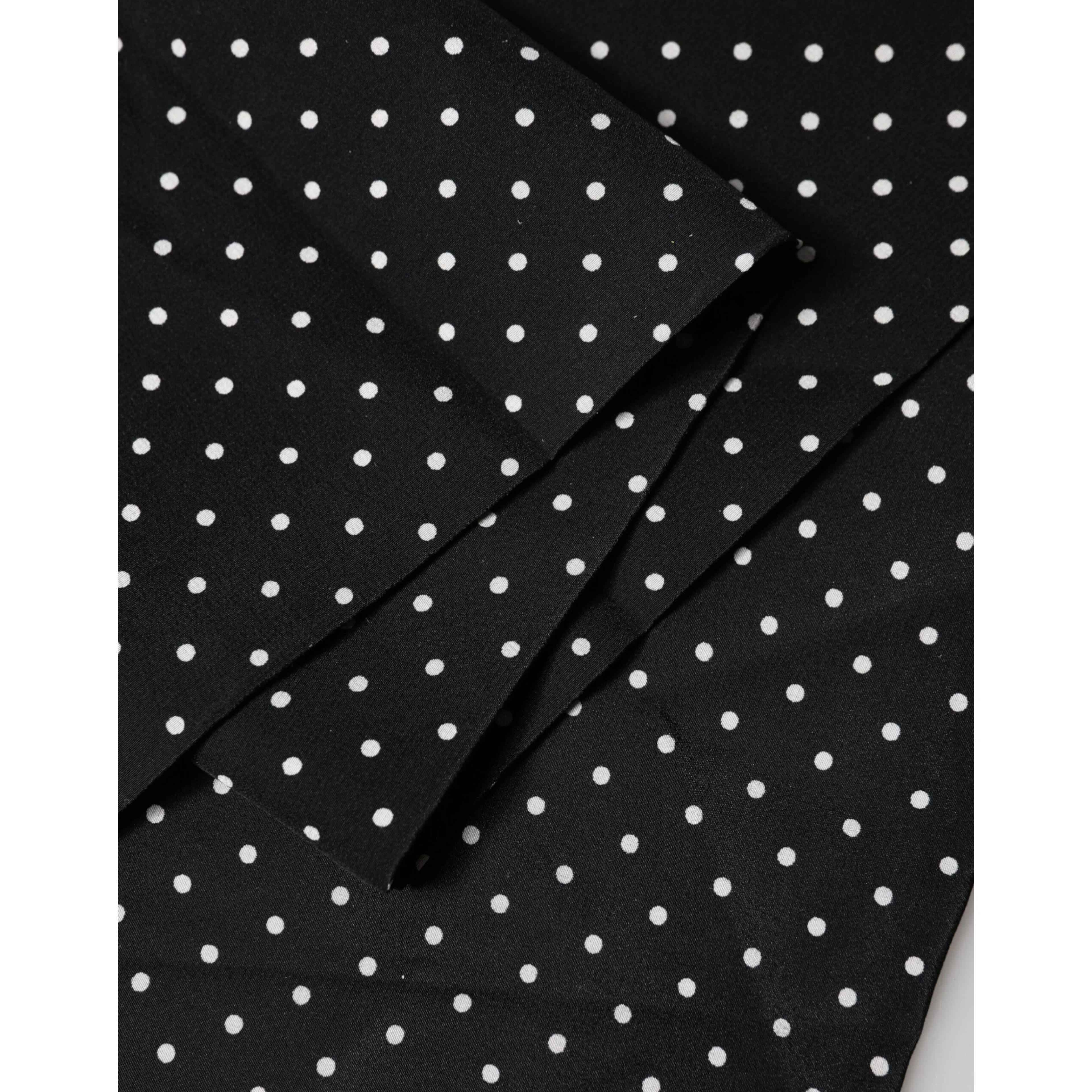 Black Polka Dot Neck Wrap Foulard 133.5cm x 12.5cm Scarf
