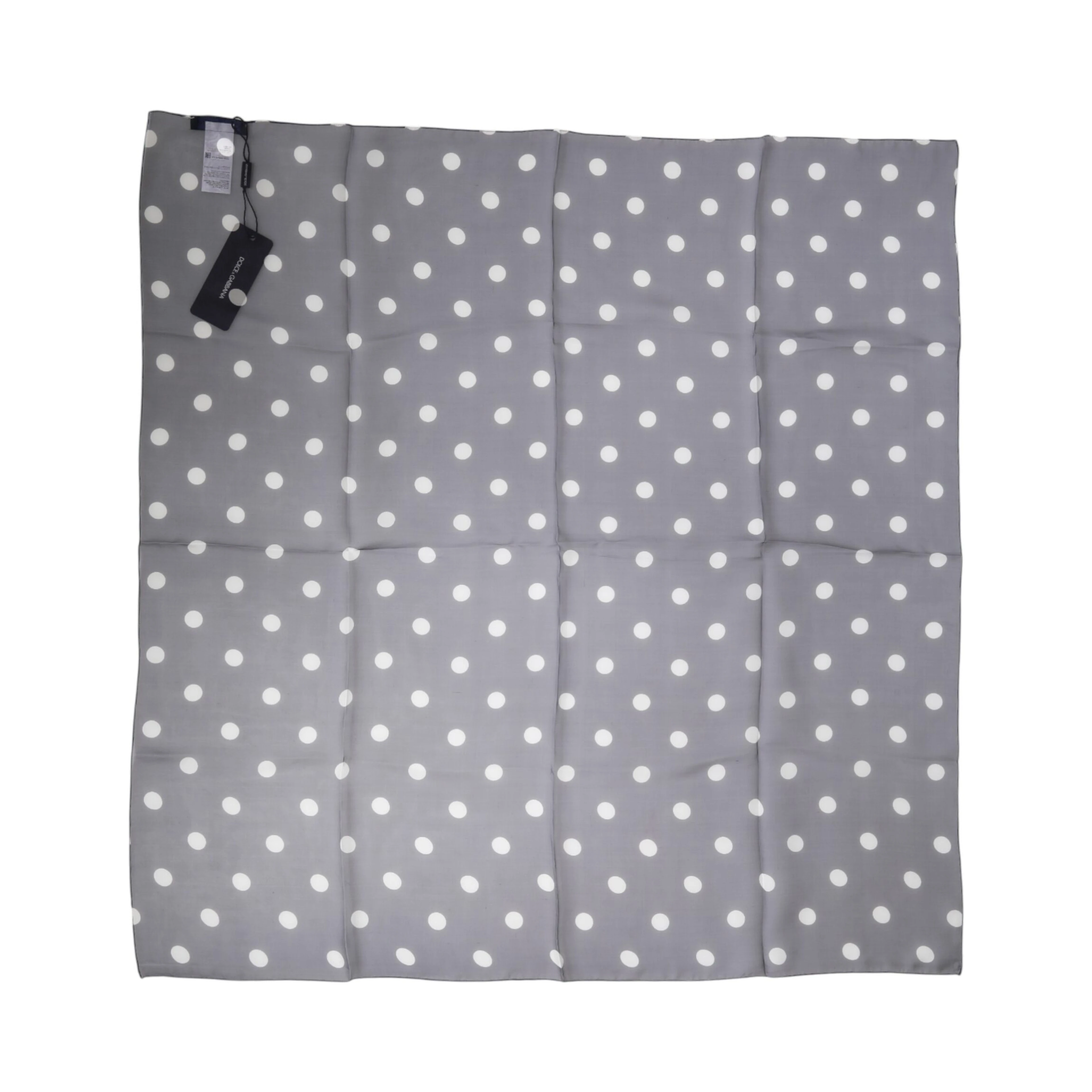 Blue Polka Dot Silk Square Foulard 91.5cm x 89.5cm Scarf