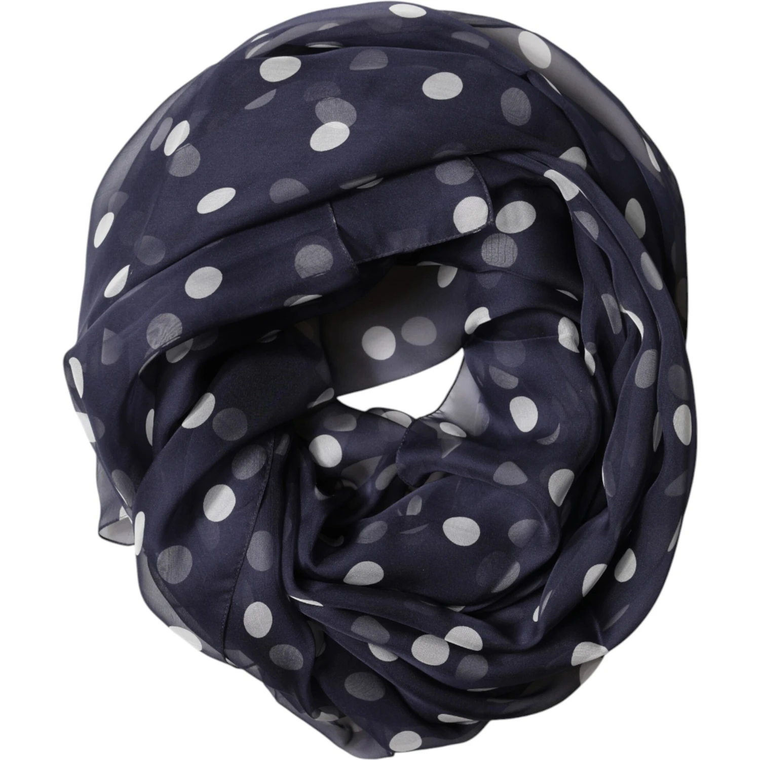 Blue Polka Dot Silk Neck Wrap Shawl 205cm x 132cm Scarf