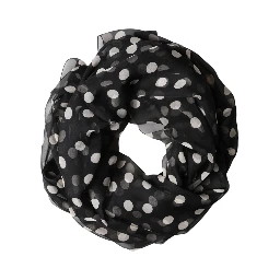 Black Polka Dot Silk Neck Wrap Shawl 205cm x 137cm Scarf