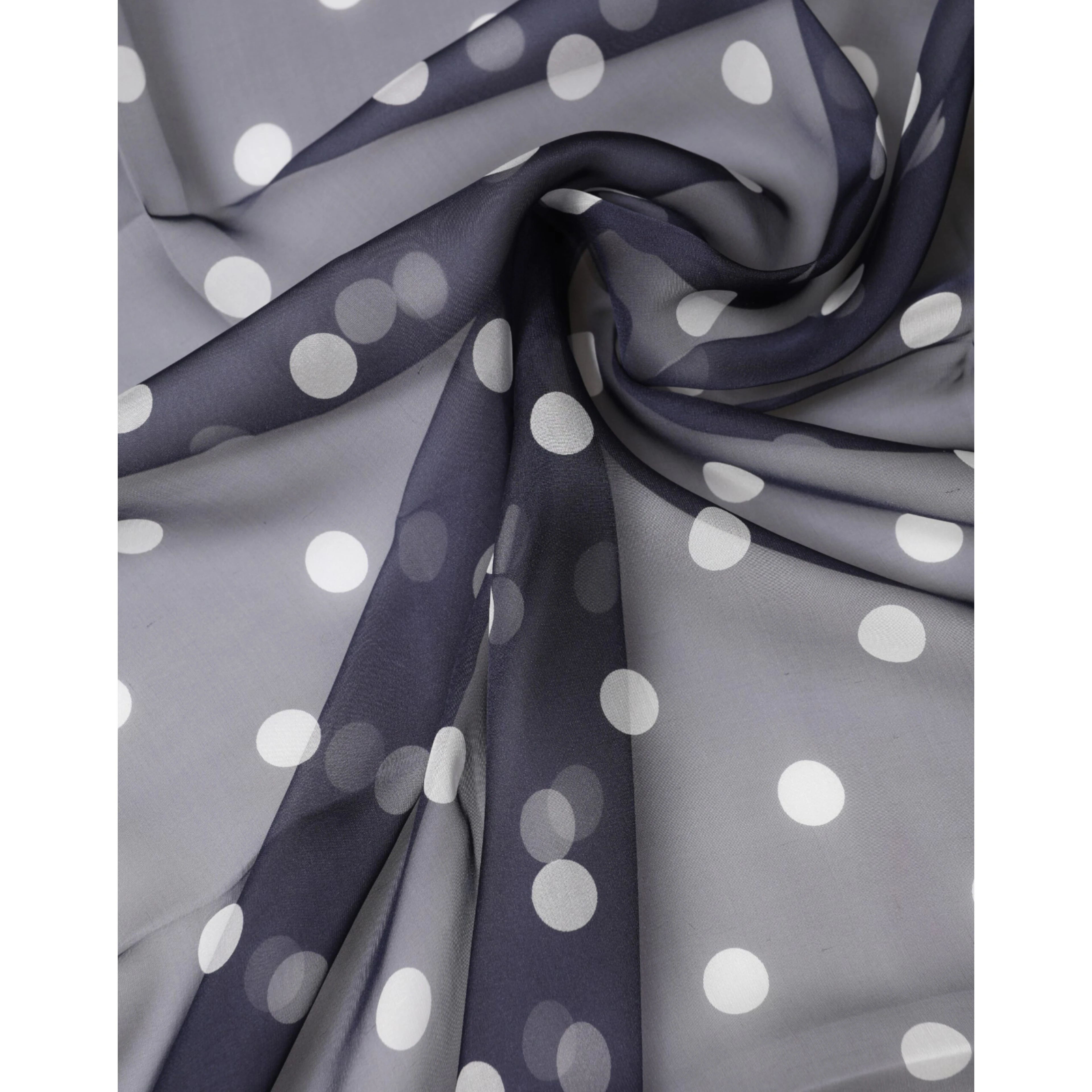 Blue Polka Dot Silk Neck Wrap Shawl 205cm x 132cm Scarf
