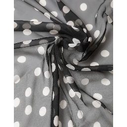 Black Polka Dot Silk Neck Wrap Shawl 205cm x 137cm Scarf
