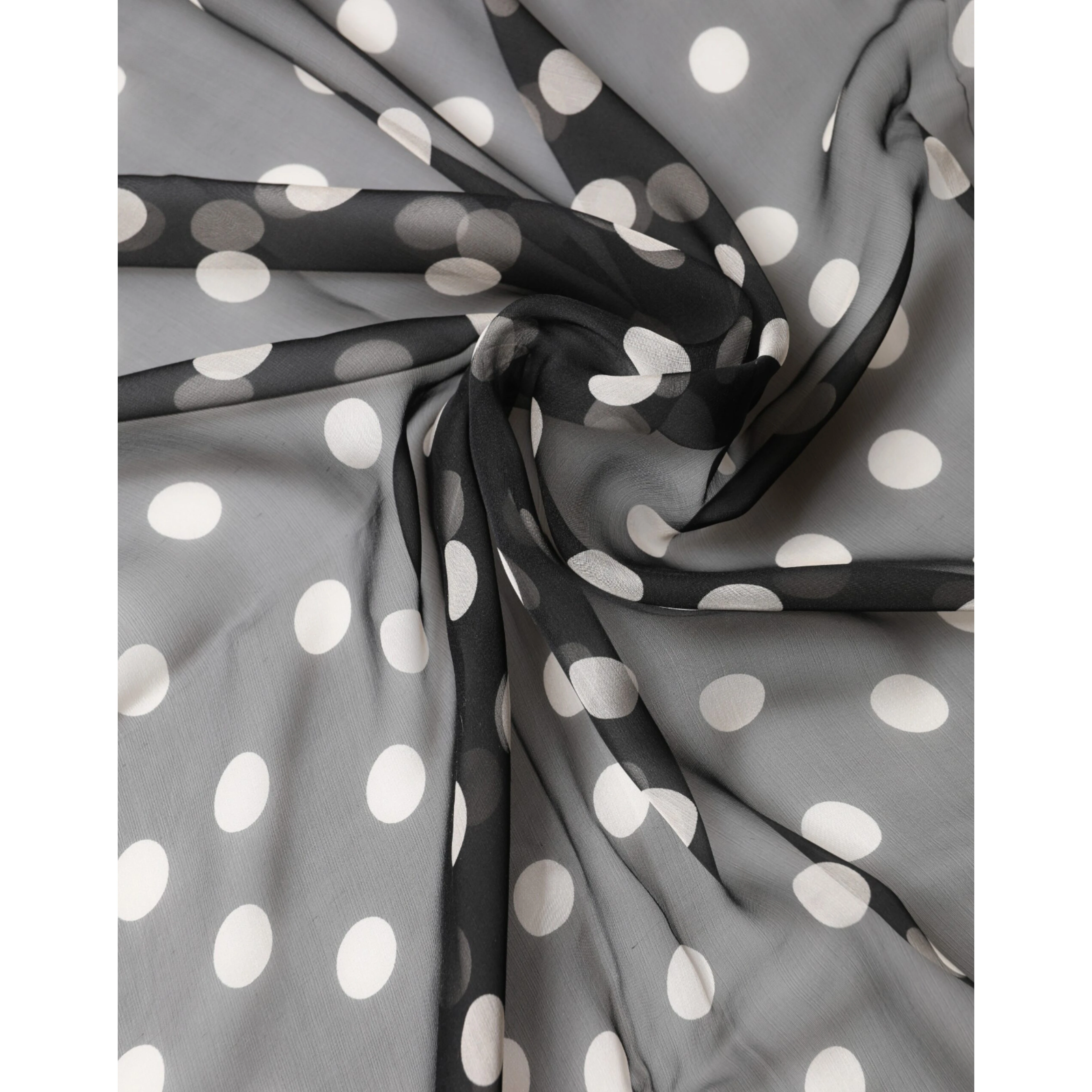 Black Polka Dot Silk Neck Wrap Shawl 205cm x 137cm Scarf