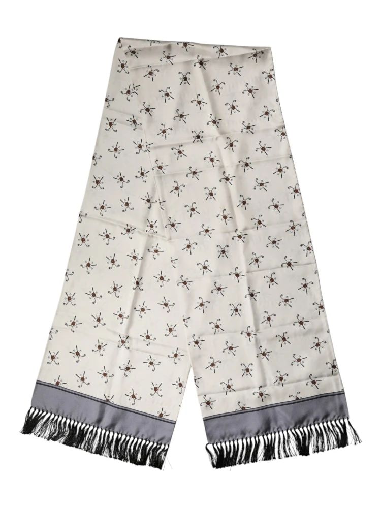 White Printed Fringes Wrap Foulard Men 183cm x 33cm Scarf alternative