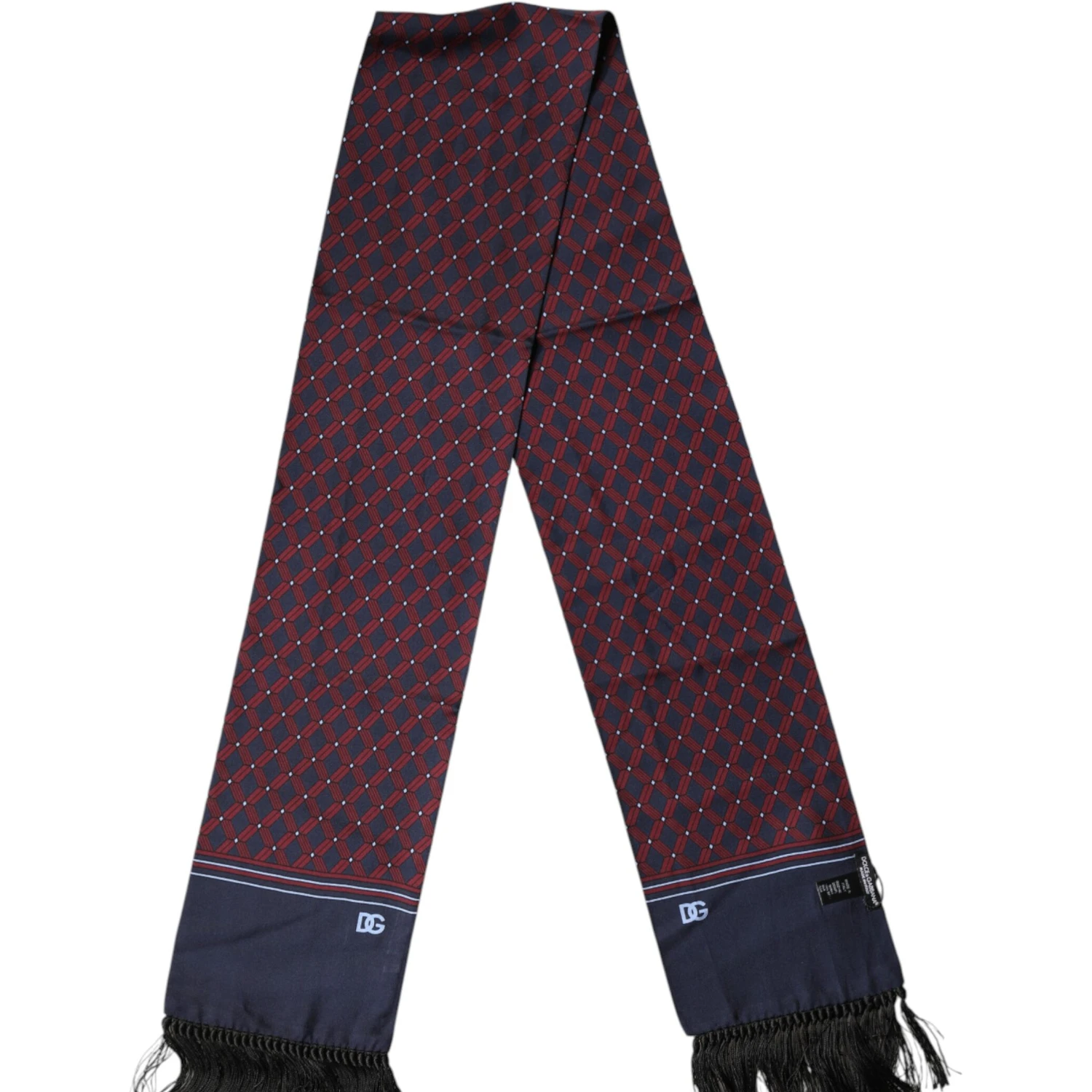 Maroon Patterned Fringes Wrap Foulard 138cm x 15cm Scarf