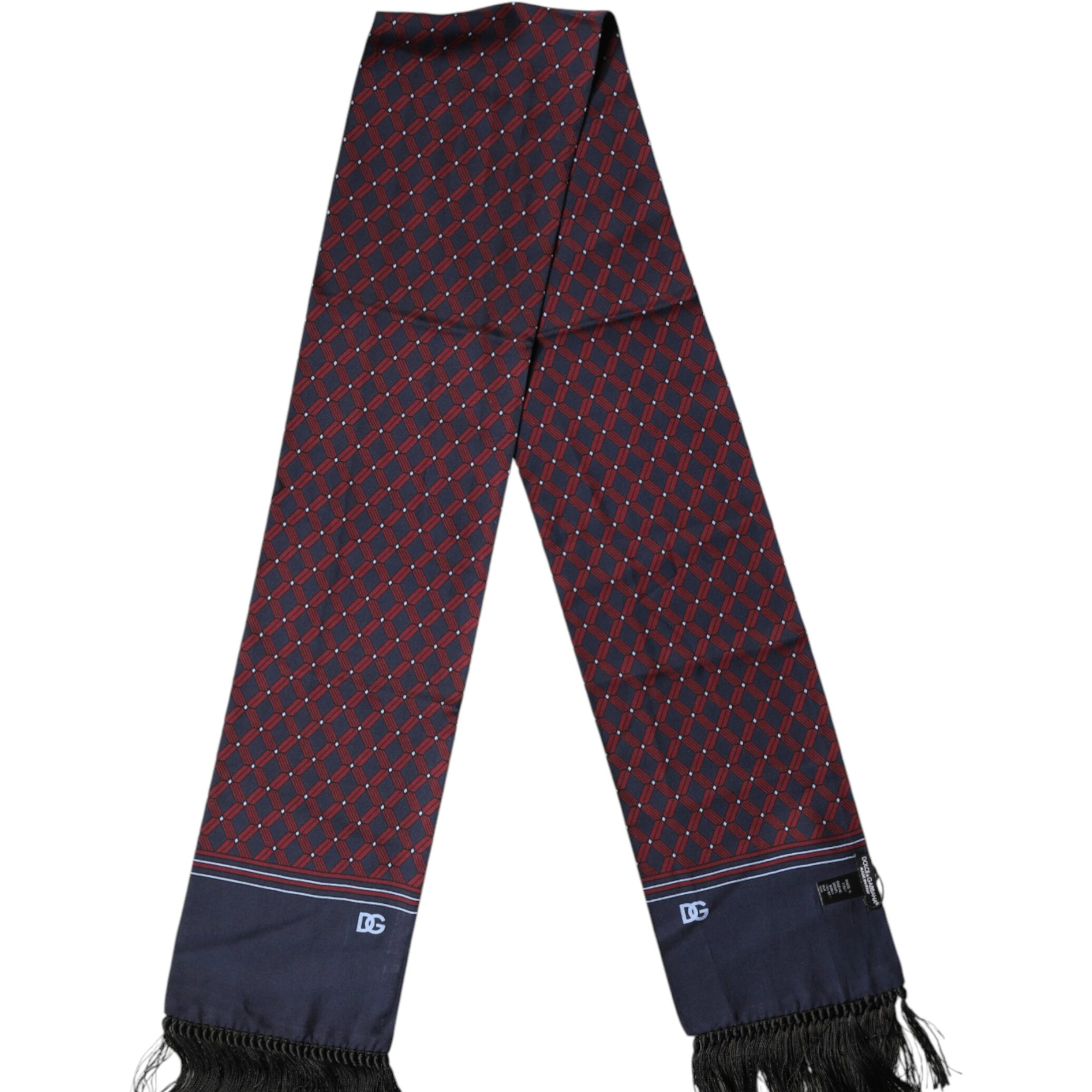 Maroon Patterned Fringes Wrap Foulard 138cm x 15cm Scarf