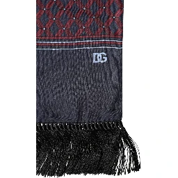 Maroon Patterned Fringes Wrap Foulard 138cm x 15cm Scarf