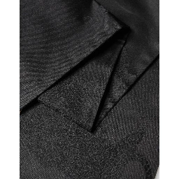 Black Satin Silk Fringes Neck Foulard Scarf