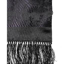 Black Satin Silk Fringes Neck Foulard Scarf