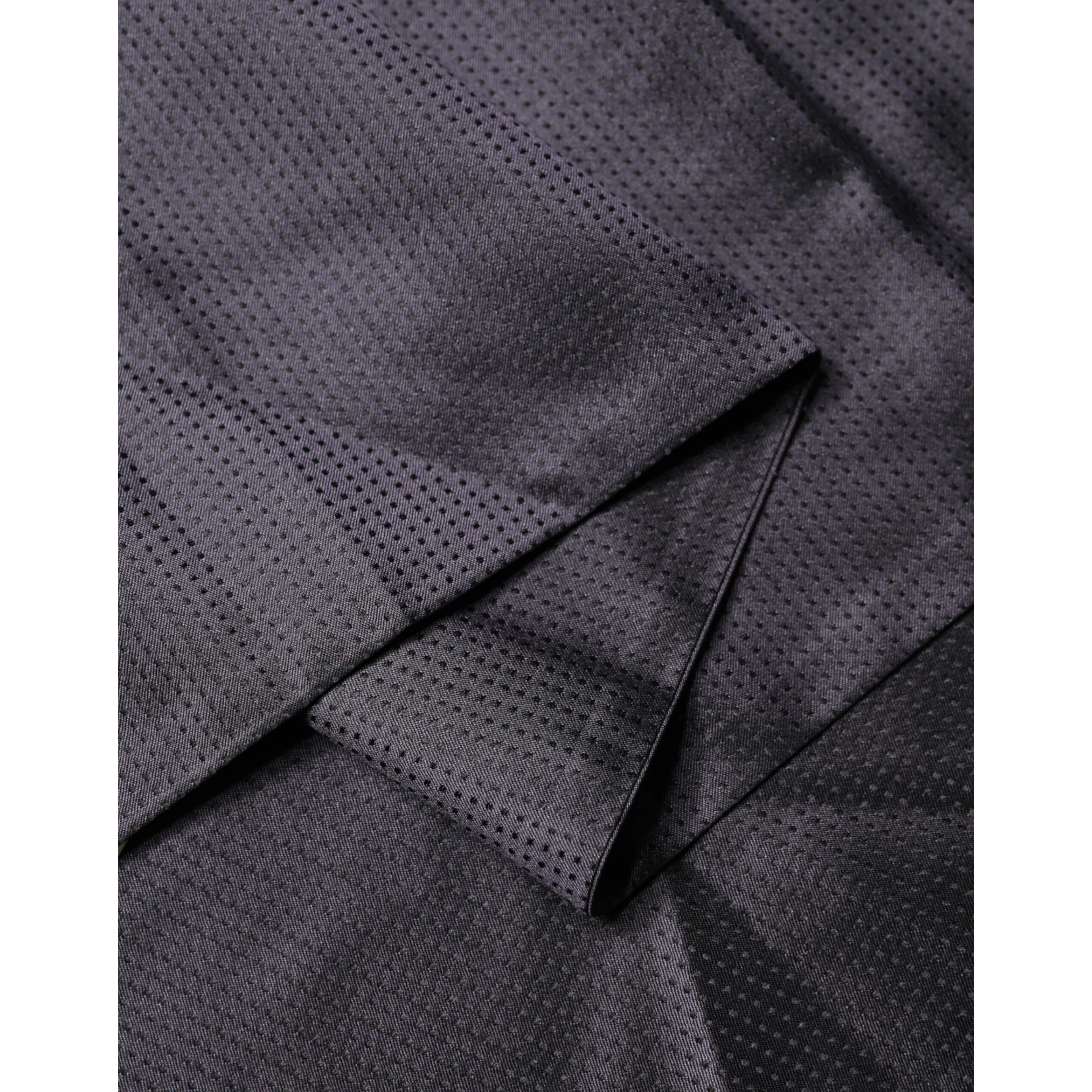 Black Satin Silk Fringes Neck Foulard Scarf